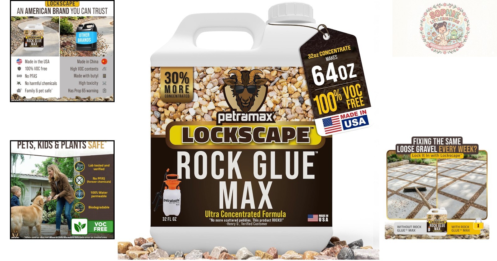 32 Ounce Max Rock Glue – Non-Toxic Mulch and Gravel Stabilizer for 50 Sq Ft