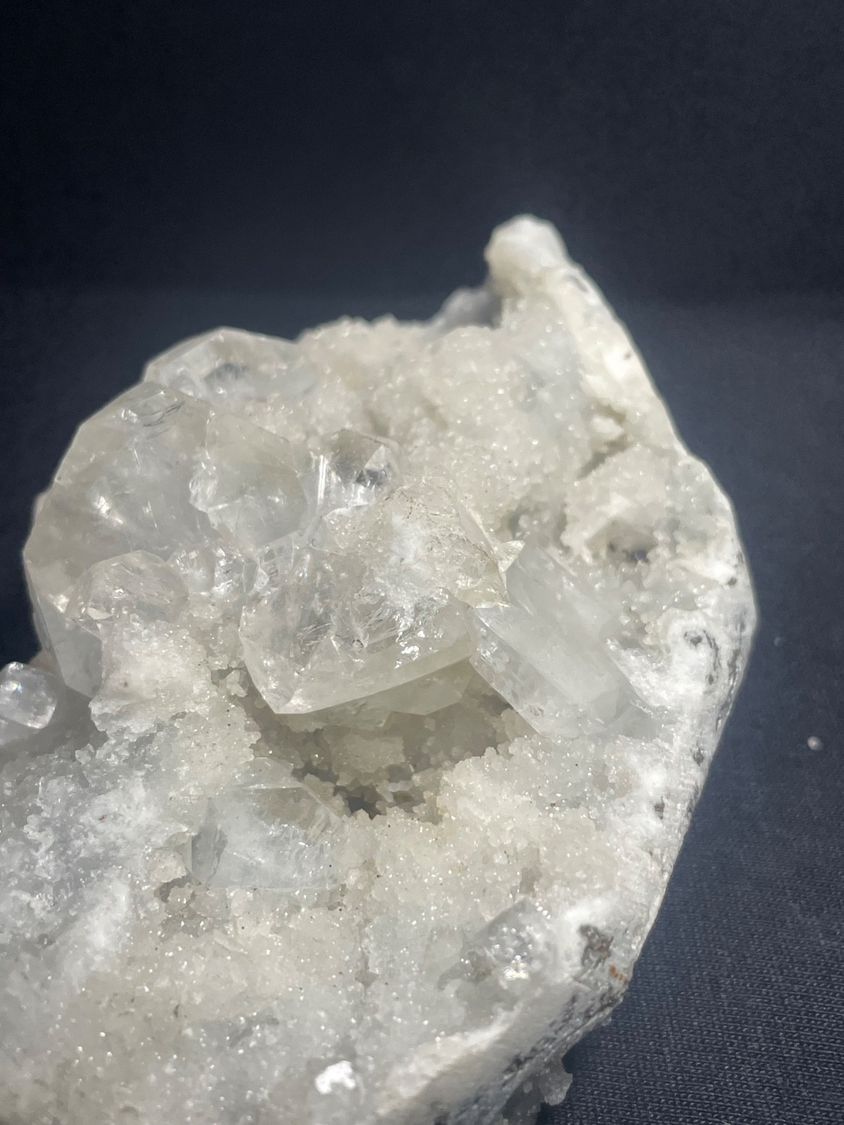 Natural cluster Apophyllite crystal in coral spiceman 221 gr 11x6x3. 5 cm