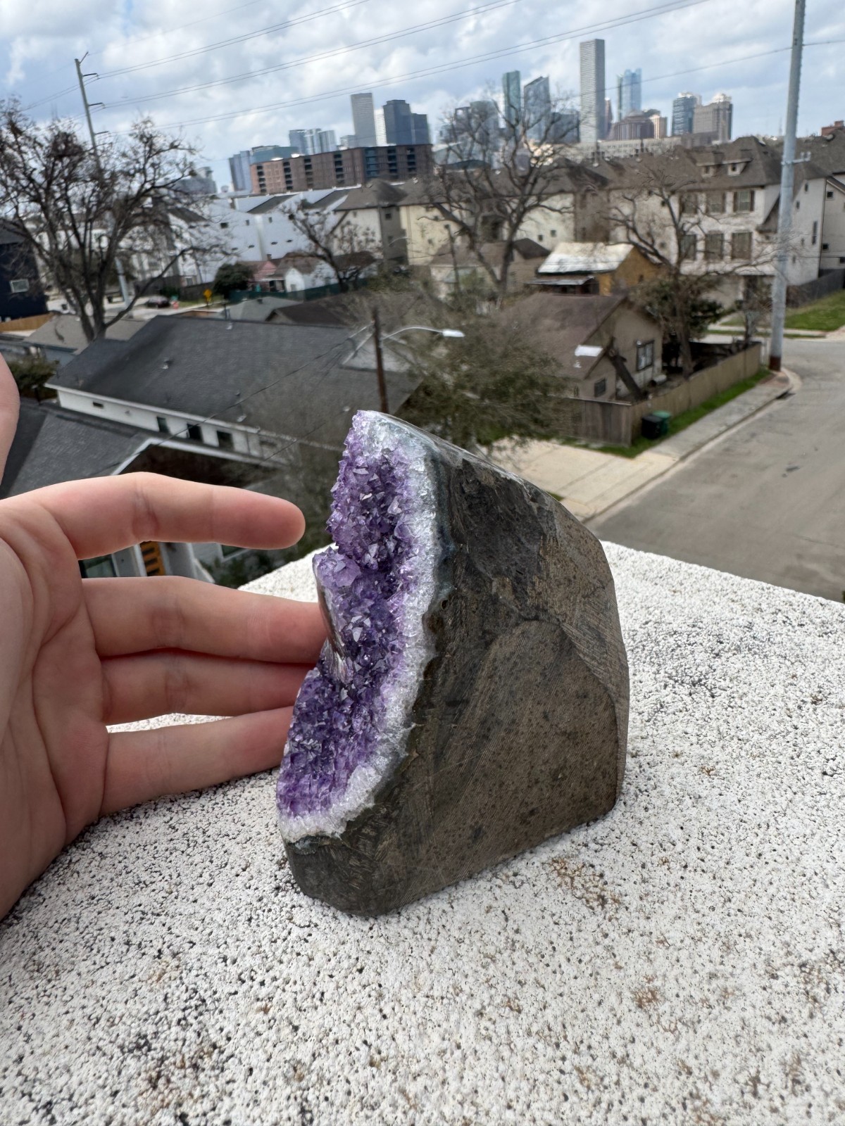 Amethyst Geode Crystal Cluster | 1 lb 4 oz | All Natural, Cut-Base |