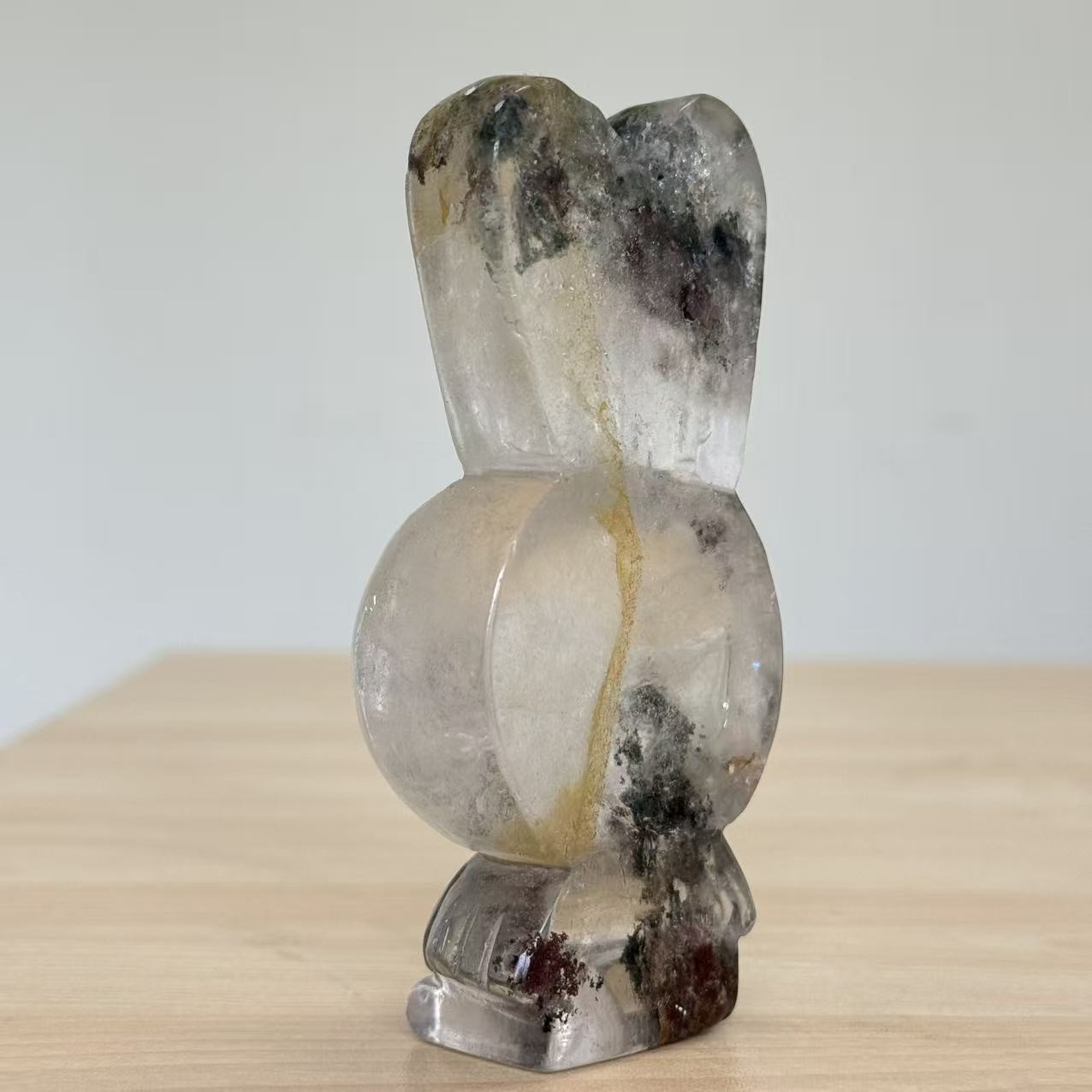 300g Natural Garden Quartz Cute Bunny Crystal Carving Healing Table Decor