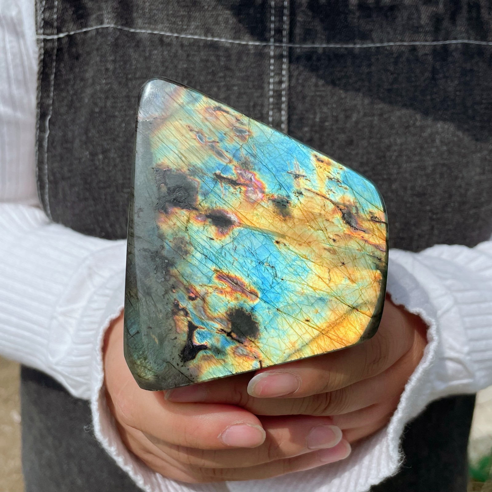 1.1LB Natural Gorgeous Labradorite Quartz Crystal Stone Specimen Healing G6772