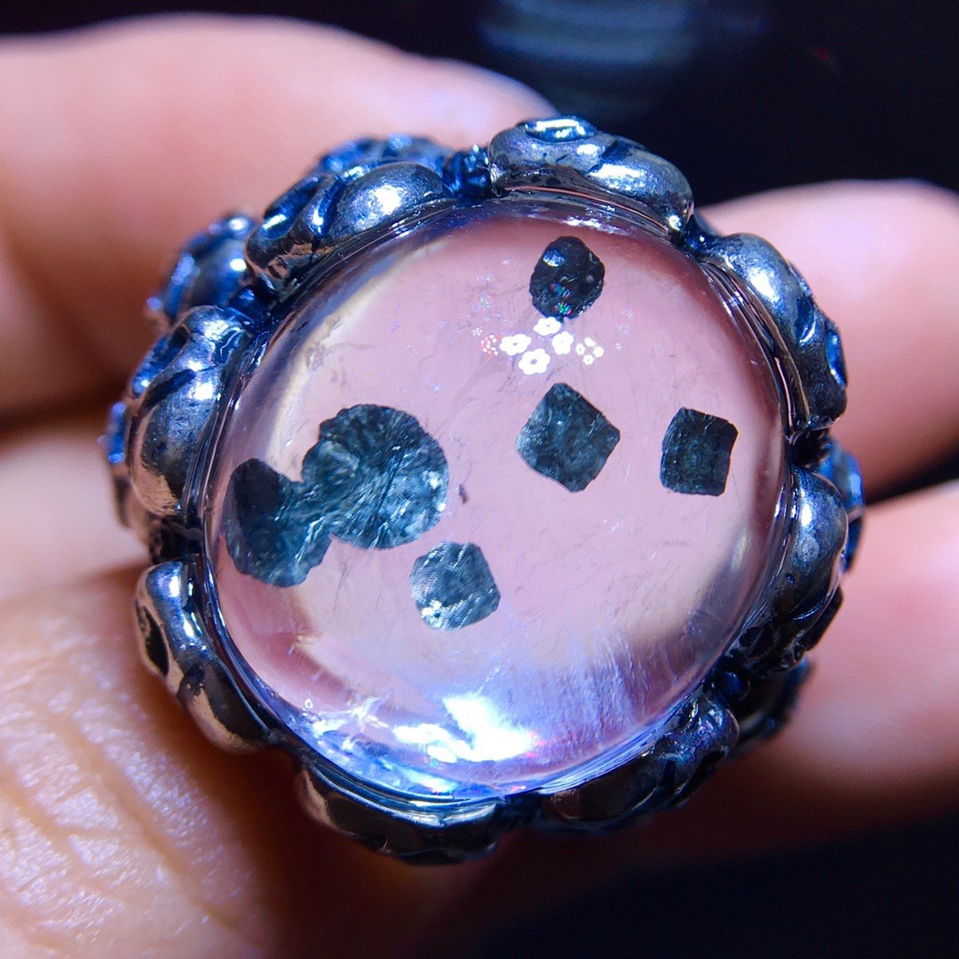 All-natural chalcopyrite oversized gemstone ring with full bezel
