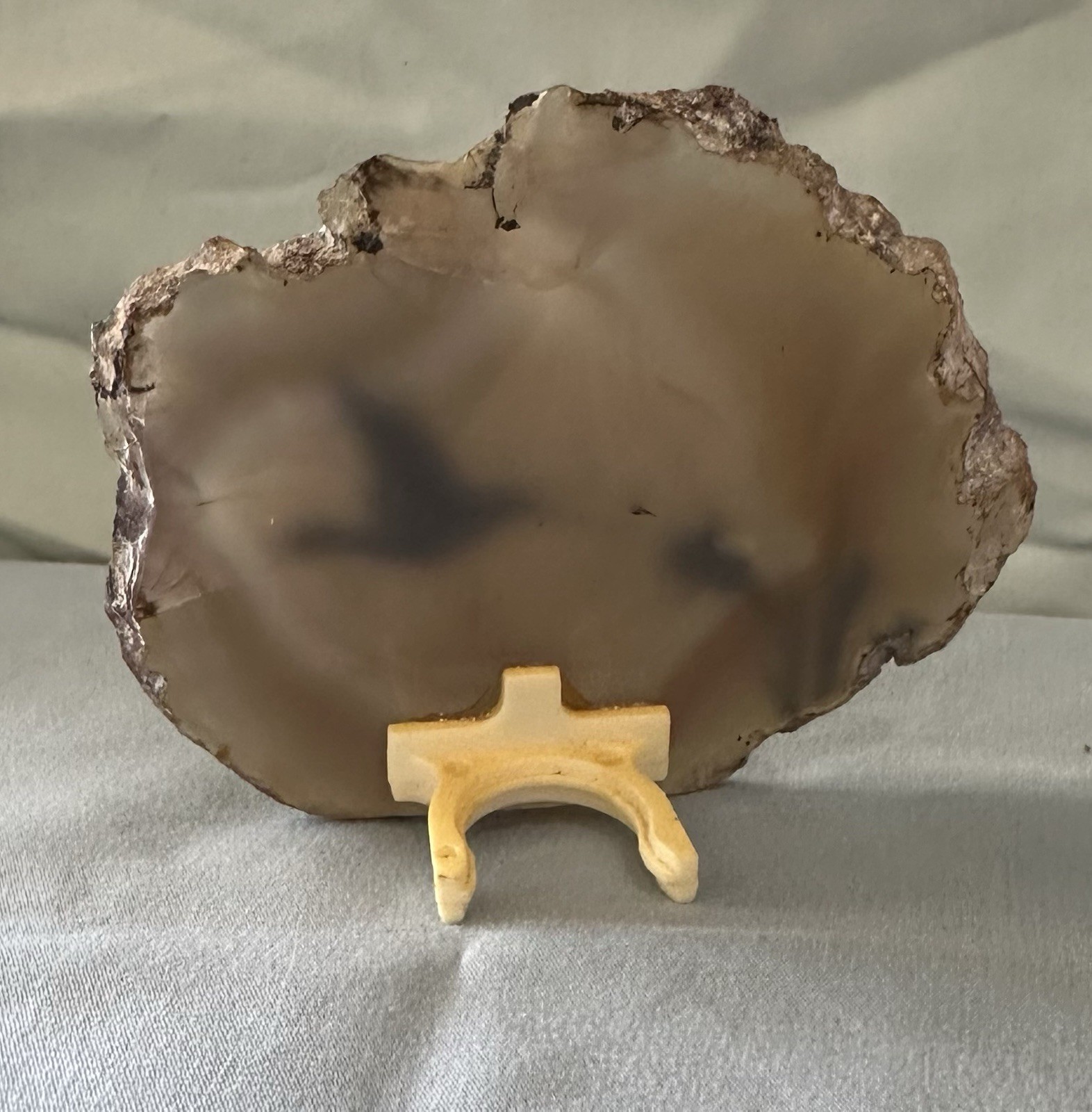 Vintage Agate Slice Hand Painted Hummingbird And Flower Natural