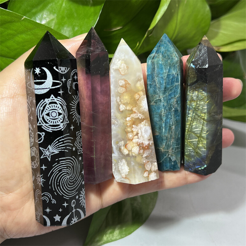 12pc A lot natural quartz crystal obelisk wand point healing send randomly