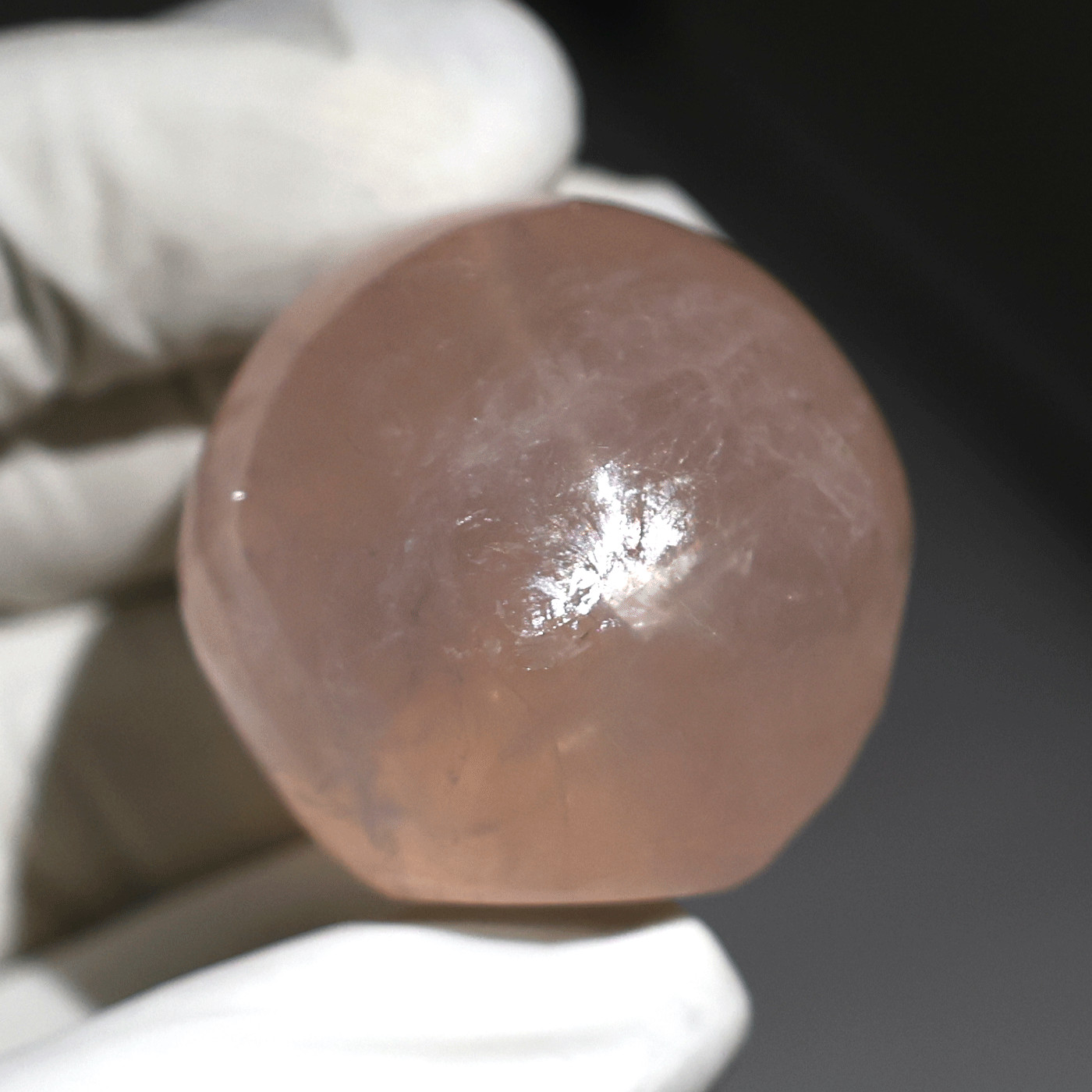 57g Gemmy Star Rose Quartz Palmstone—Celestial Love Stone— Six-Ray Star Asterism