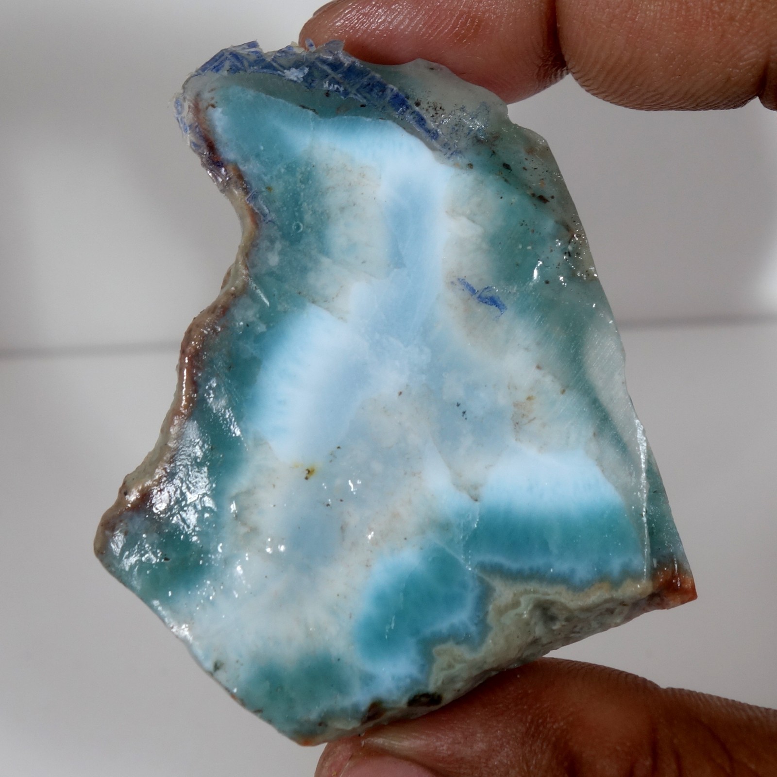 Spiritual Healing Larimar Natural Authentic Slab Rough Blue Gem Stone 154.90 Cts