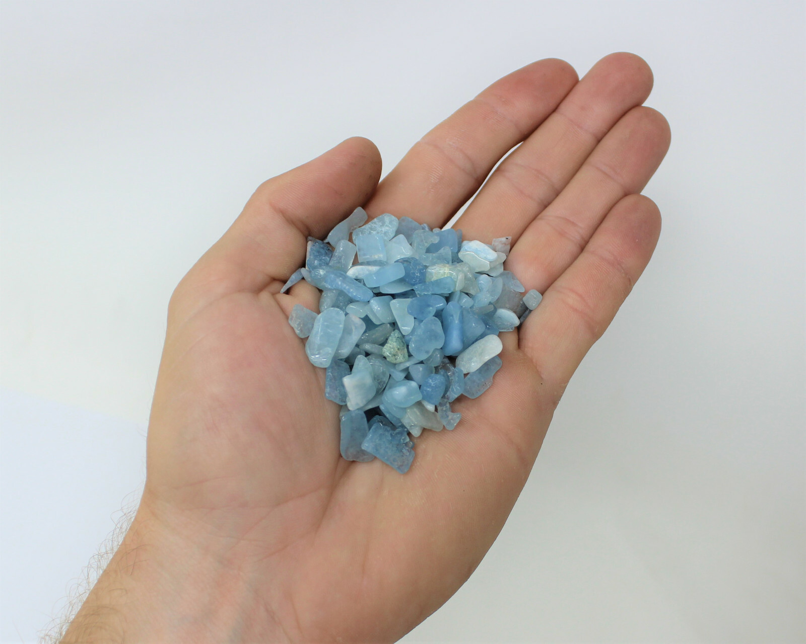 Aquamarine Semi Tumbled Gemstone Mini Chips 6-8 mm, ‘A’ Grade Wholesale Bulk Lot