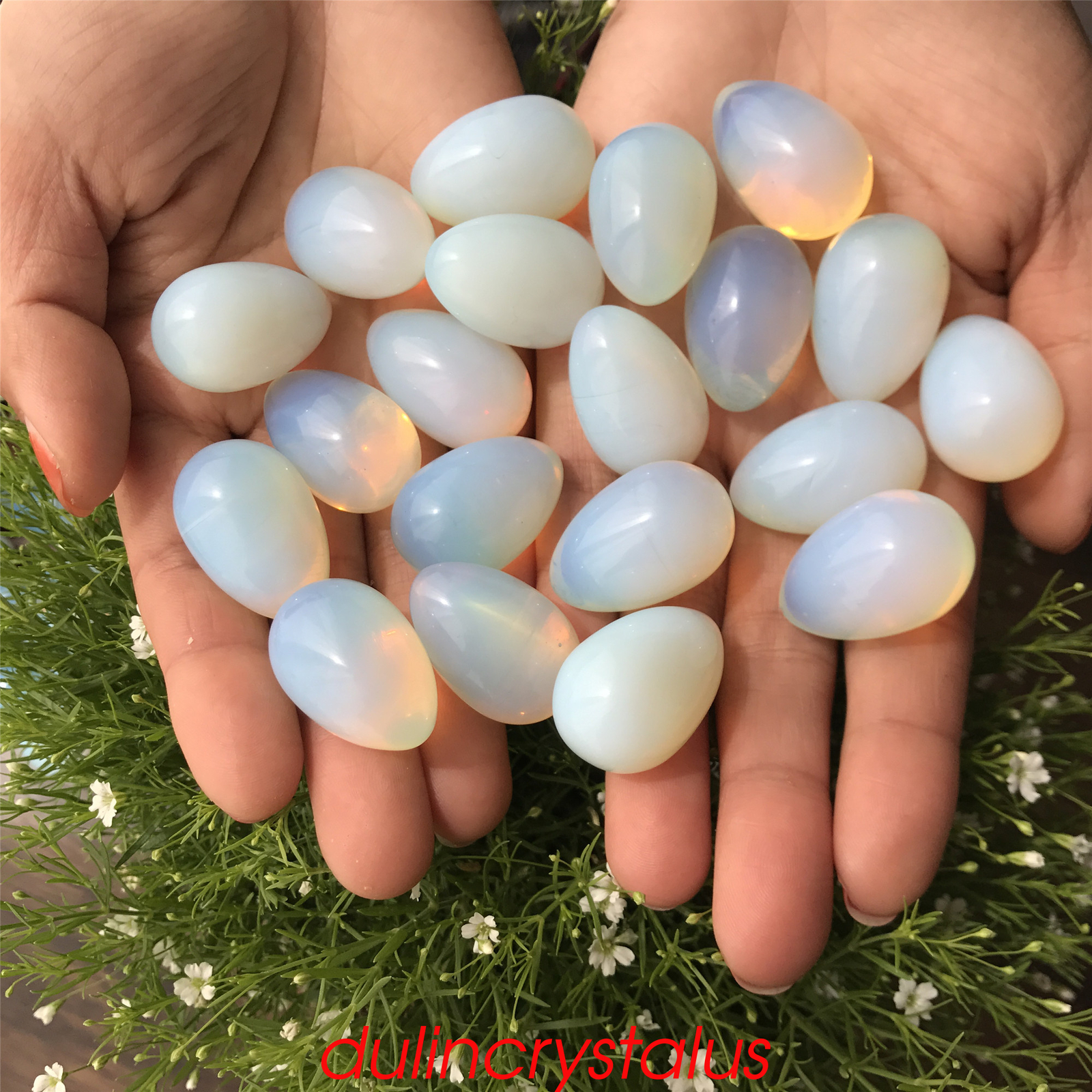 Opalite eggs quartz crystal pendant mineral carved skull reiki healing10pcs