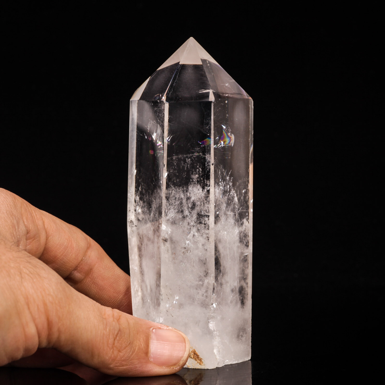 317g110mm Natural Rainbow Clear Quartz Crystal Point/Tower Healing Chakra Decor