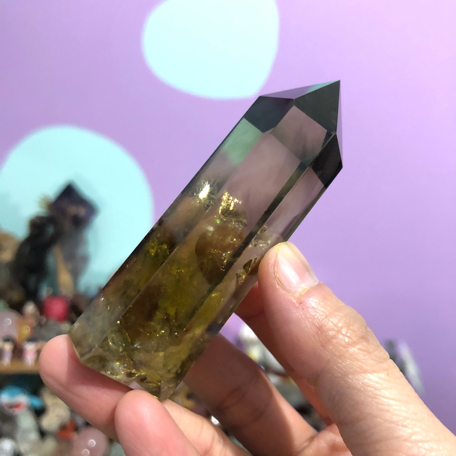 Natural Rainbow Citrine Tower Crystal Quartz Energy Healing Chakras 87g 7.8cm