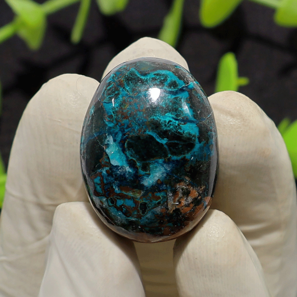 Earth & Ocean Pocket Pair • Turkish Agate & Azurite Palmstones Natural Crystals