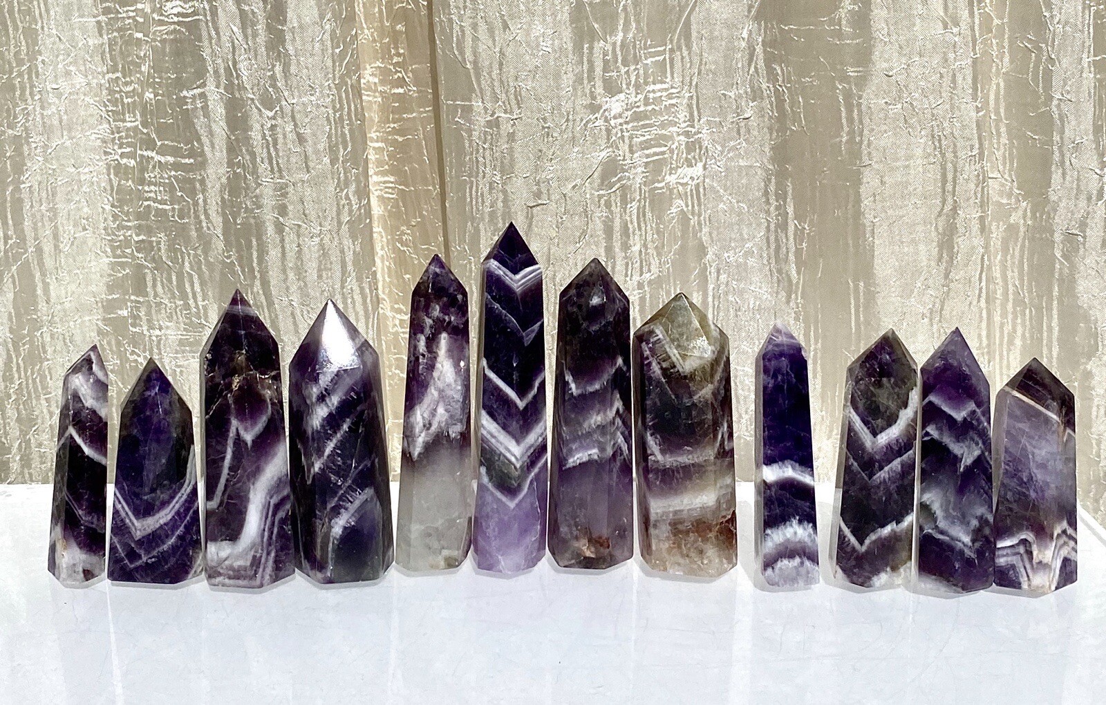 Wholesale Lot 1 Lb Natural Dream Chevron Amethyst Obelisk Tower Point Crystal