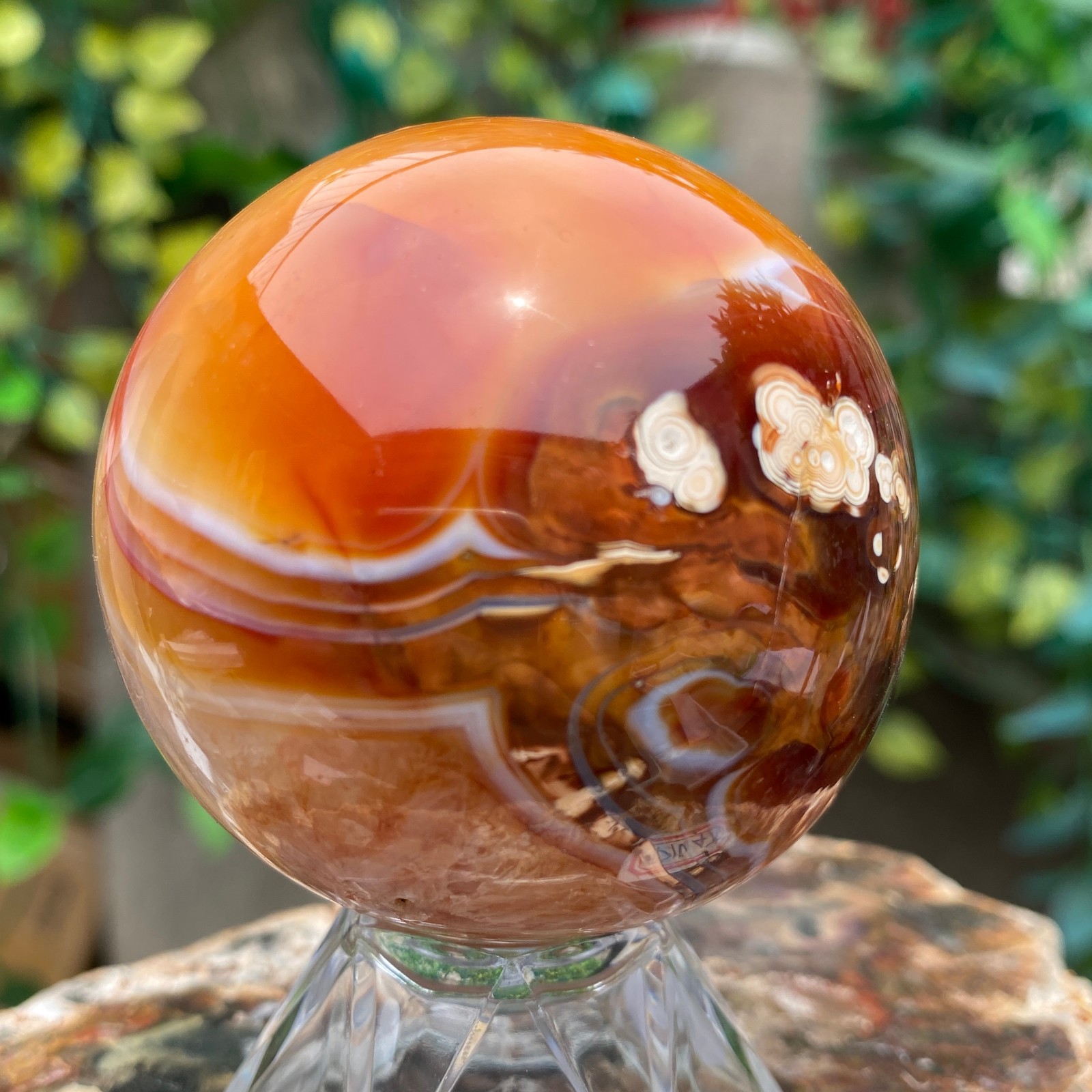 290g Natural red striped agate crystal ball mineral specimen Sphere