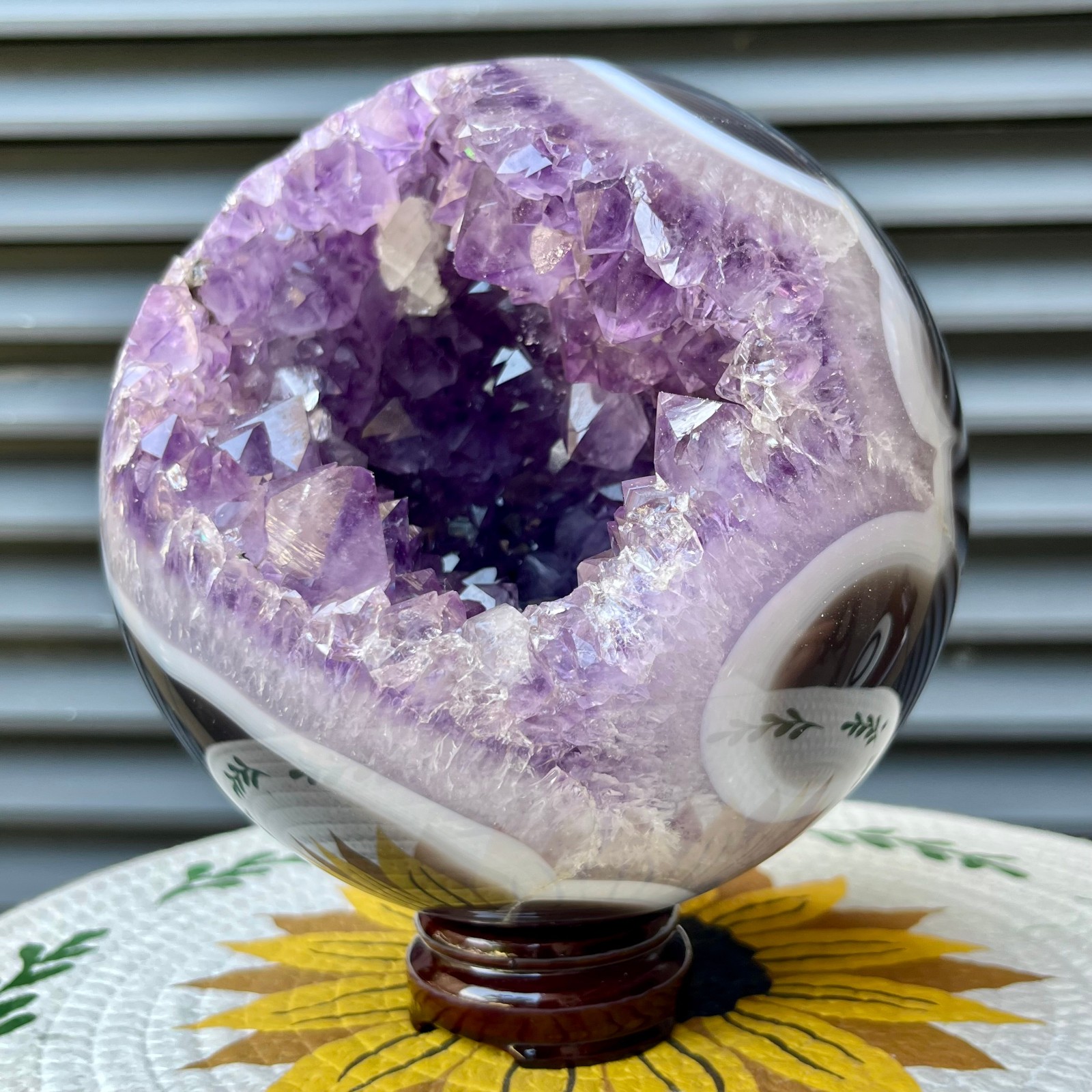 9.9 lb Natural Amethyst Geode Sphere Crystal Druzy Ball Gift Display Decor