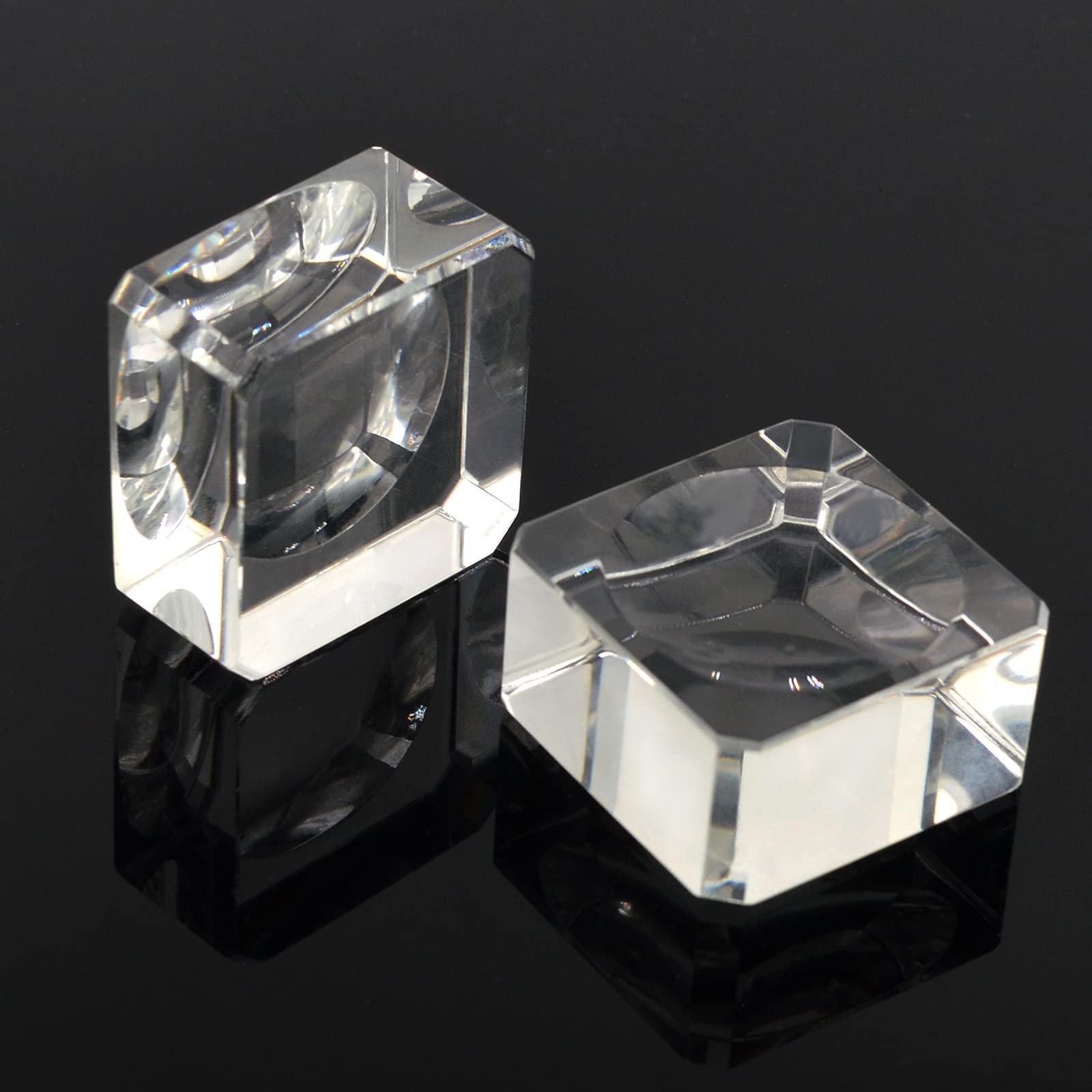 A Pair 35mm Square Crystal Ball Stand, Clear Crystal Base Display 60mm to 90m…