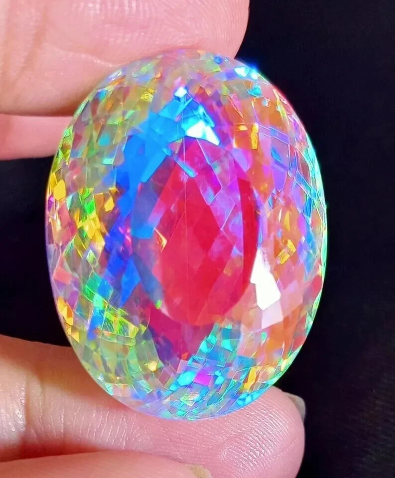 AAA 52Ct+ Loose Gemstone Natural Rainbow Mystic Topaz Certified Oval Cut