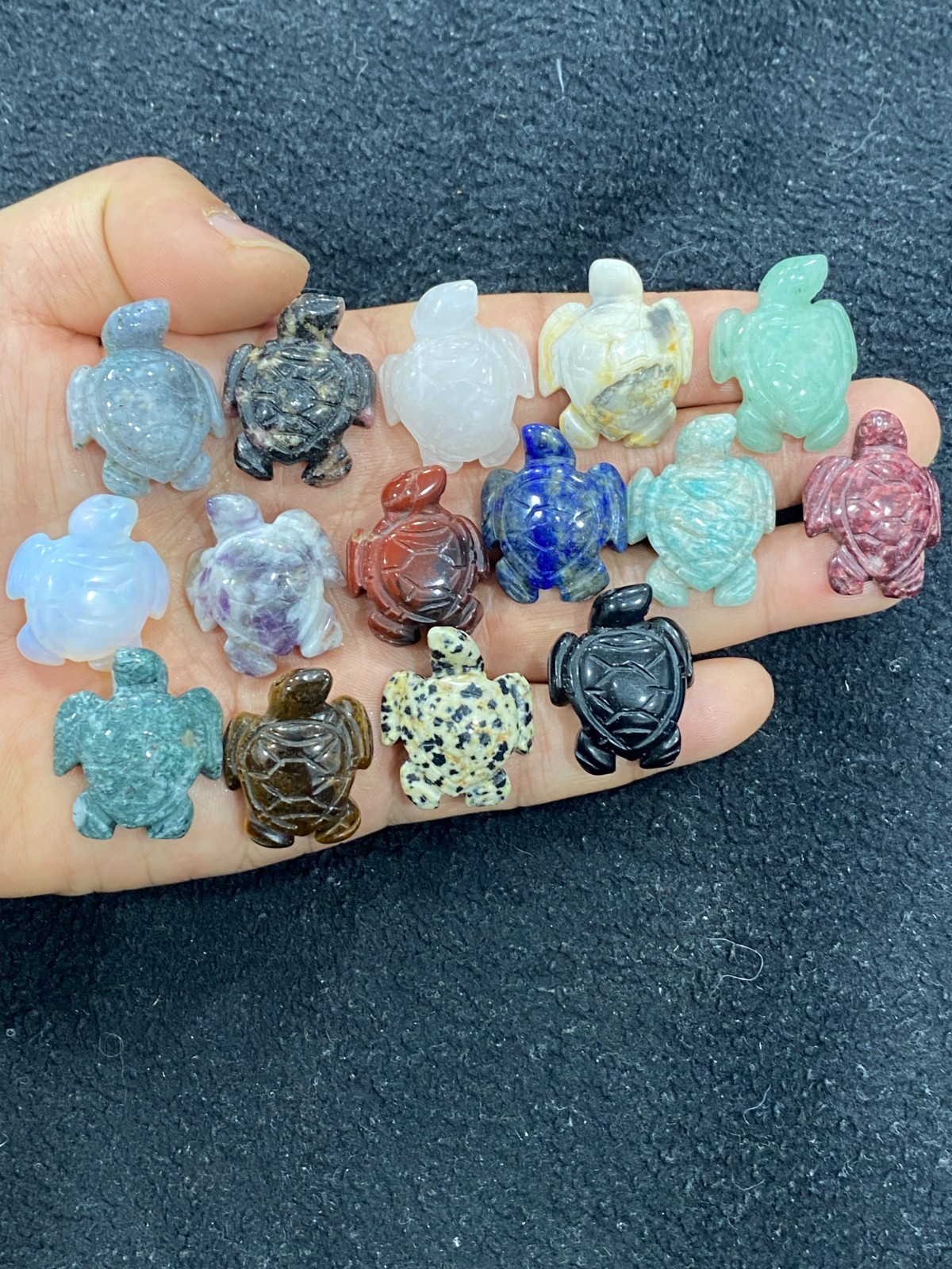 5pc Natural mix Quartz hand Carved Mini Sea turtle crystal Reiki healing