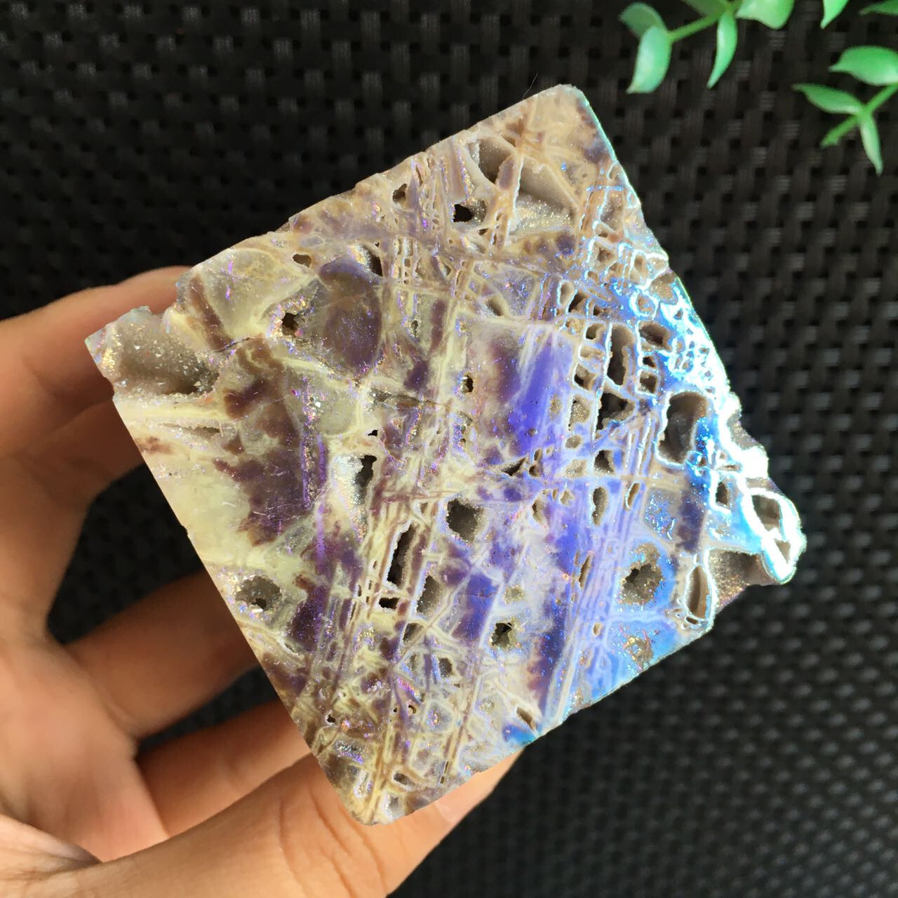 393g Titanium Angel Aura Sphalerite Cube Geode Quartz Crystal Specimen Healing