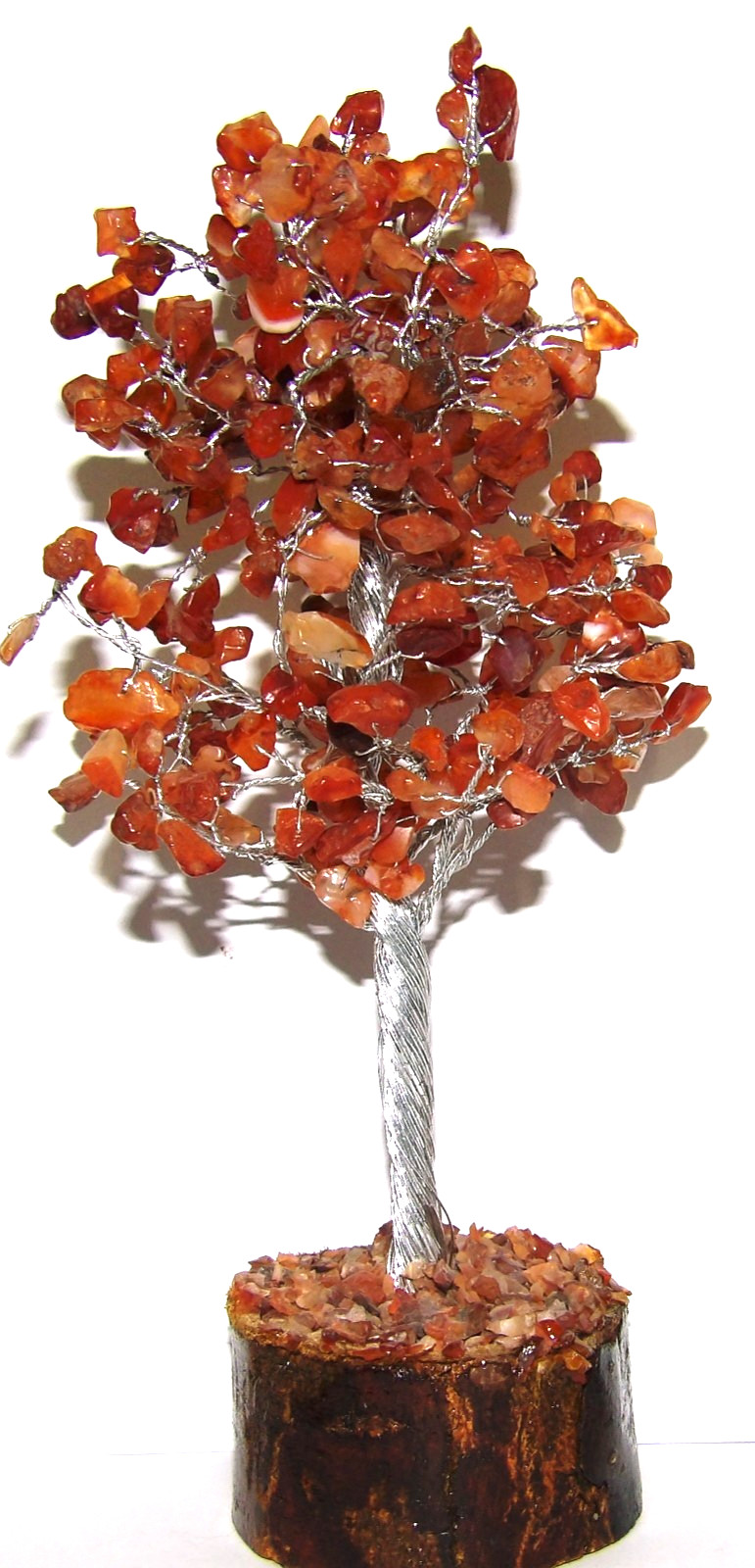 Semi -Precious Gem Tree Carnelian gems- Silver Color Tree Trunk, 300 gems 8 – 9″