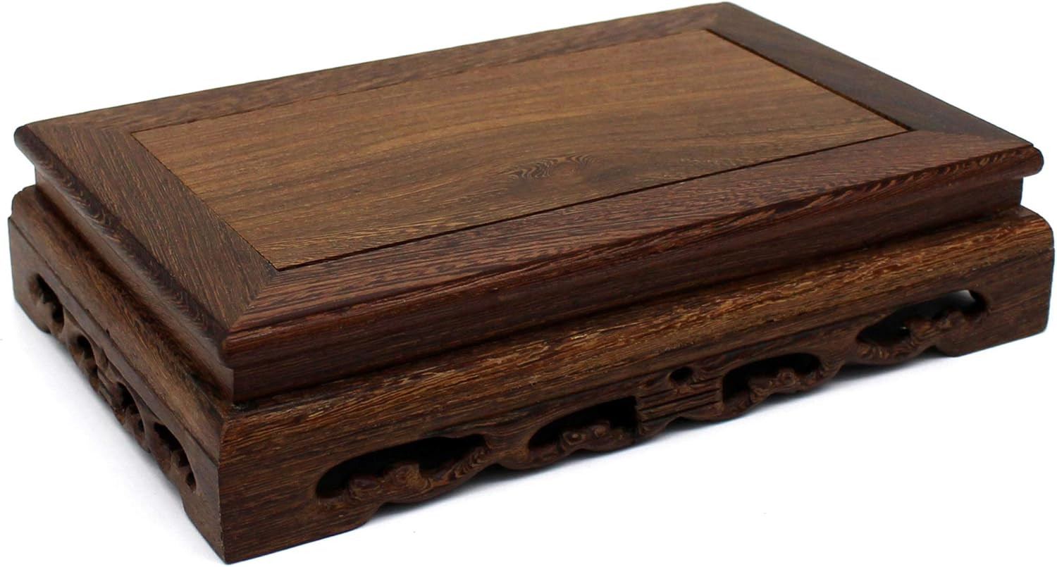 Primitives Rustic Rosewood Rectangle Display Stand Vase Pot Base Fishbowl Pedest