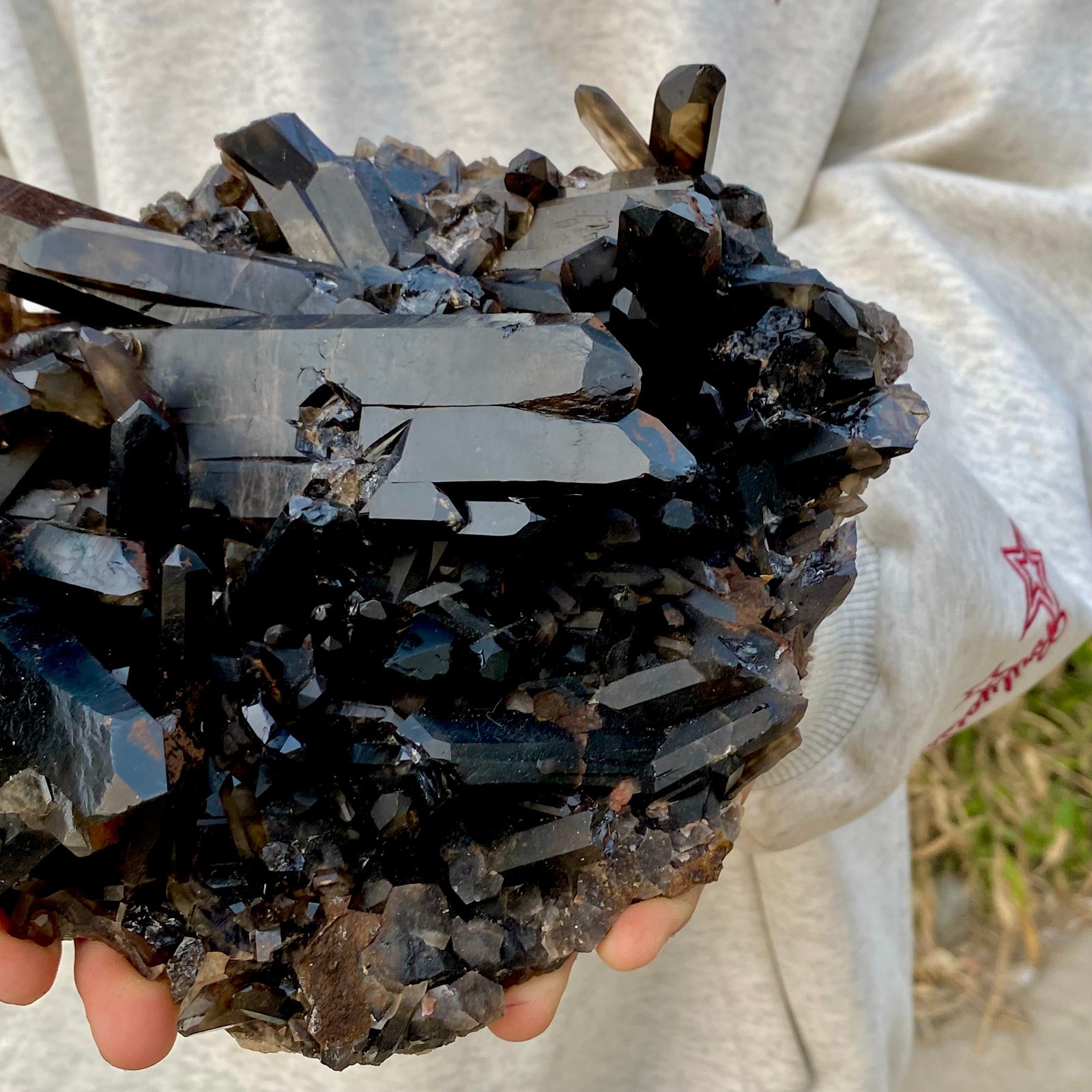 3.7LB Natural Beautiful Black Quartz Crystal Cluster Mineral Specimen Rare