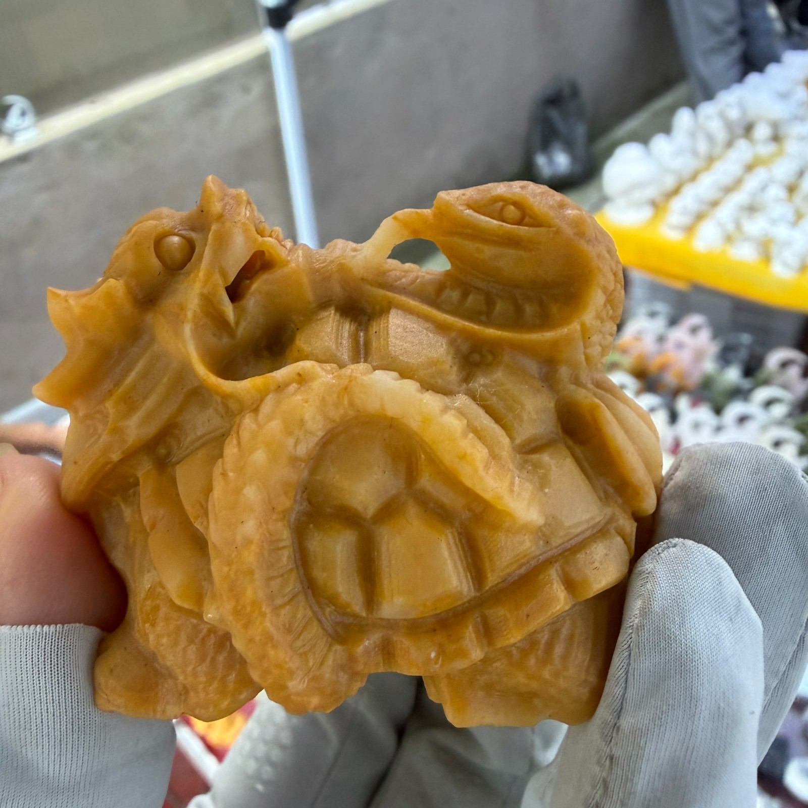 1pc Natural Topaz crystal quartz Carved dragon turtle tortoise Reiki Decor