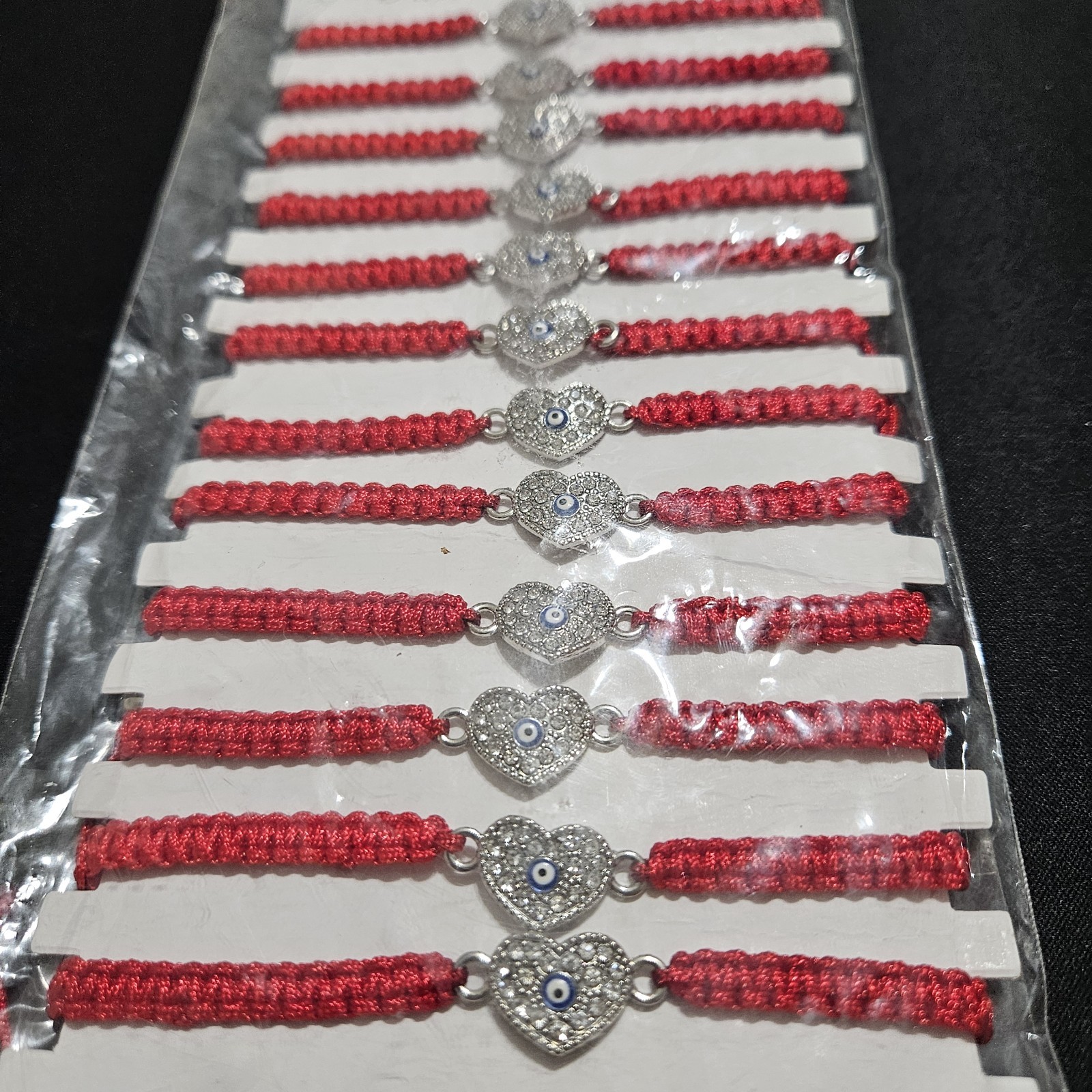 Lot 12 Wholesale Turkish Lucky Blue Evil Eye Crystal Adjustable Rope Bracelets