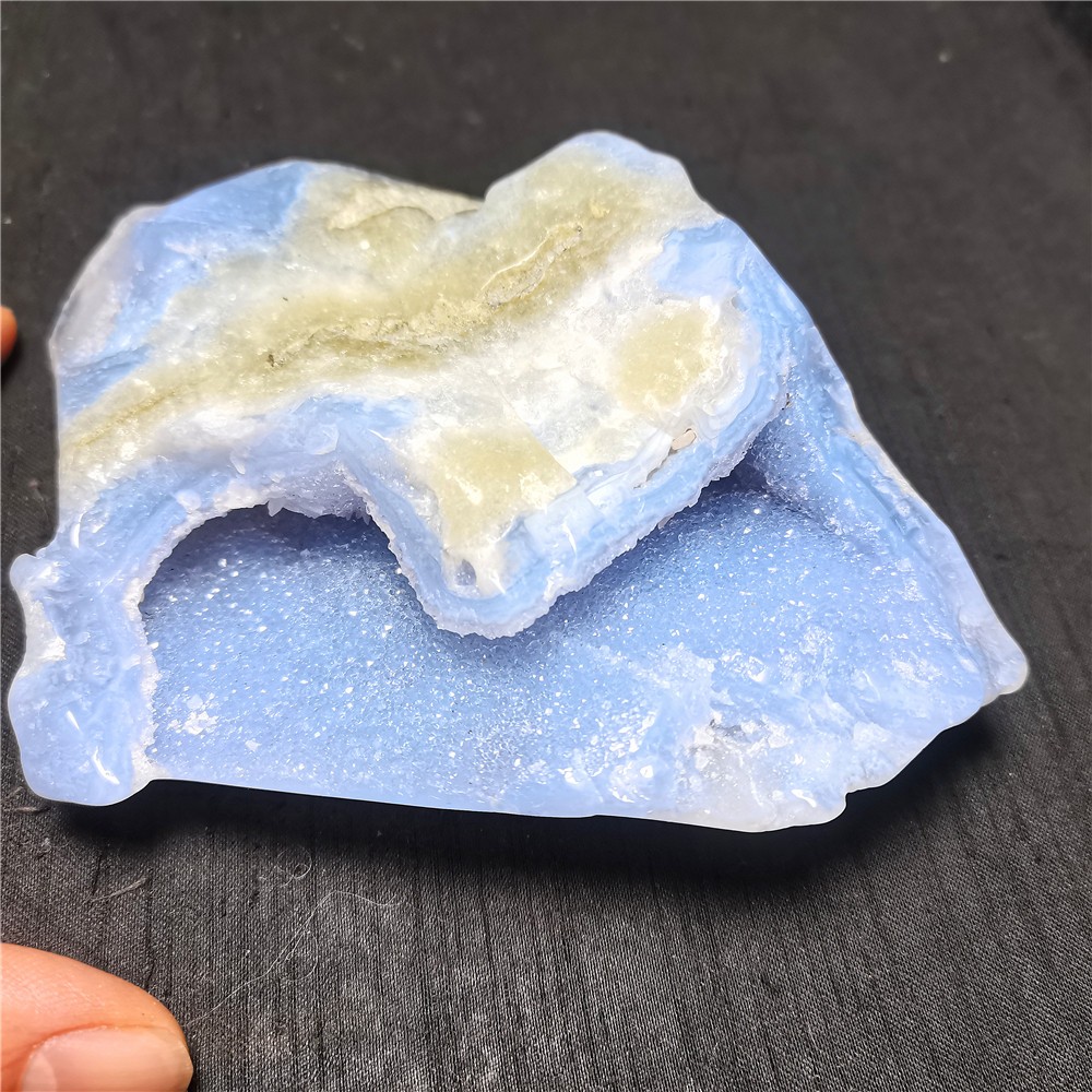 RARE 393.2g Natural Argentine Blue Agate Stone Geode Healing R2136