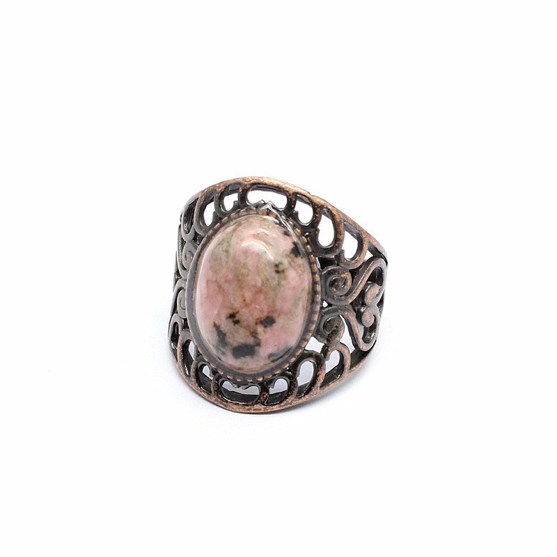 3-5PCS Natural crystal retro style crystal inlaid hollow ring