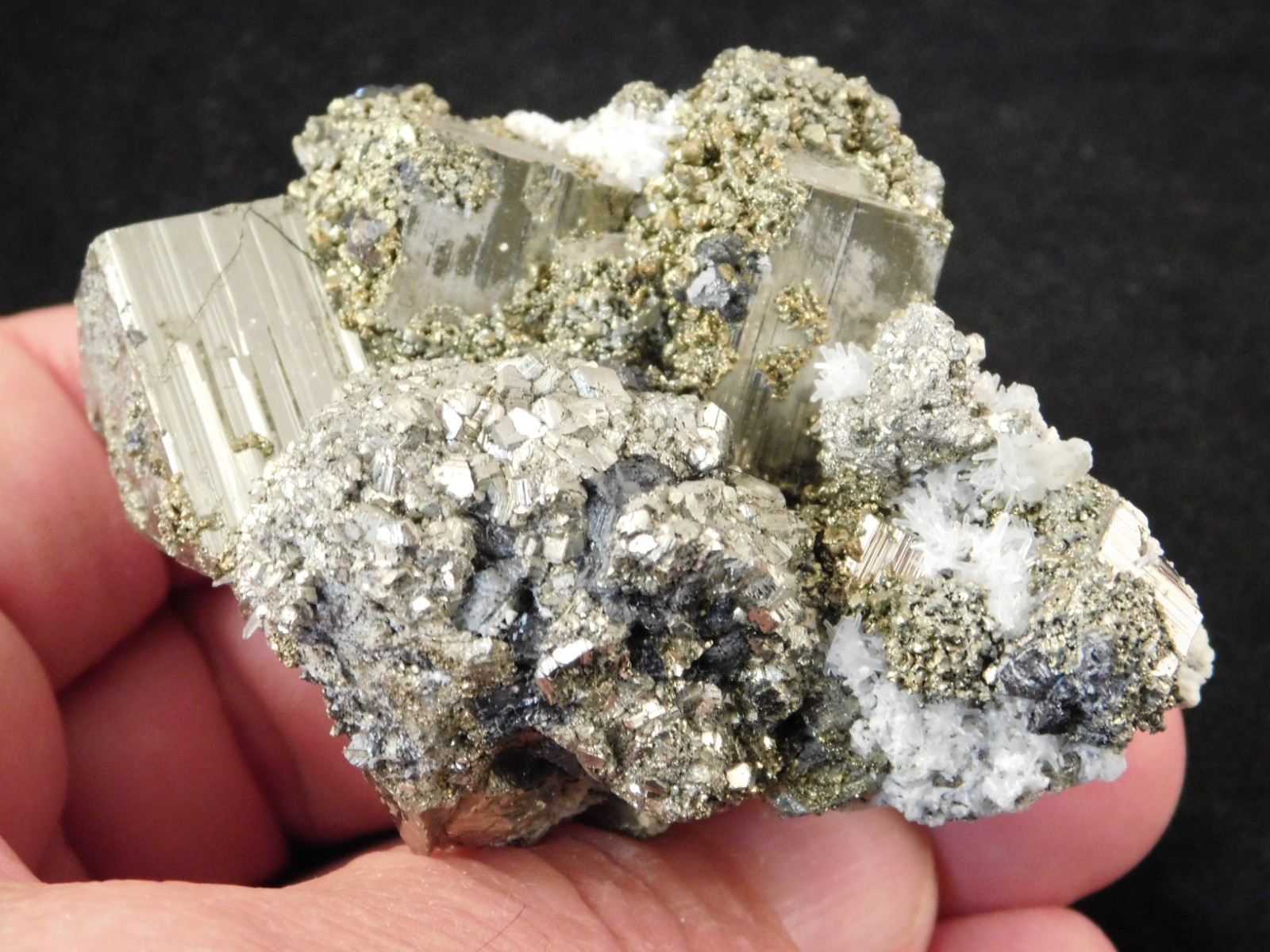 Druzy PYRITE Crystal CUBE Cluster with Sphalerite and Chalcopyrite Peru 198gr