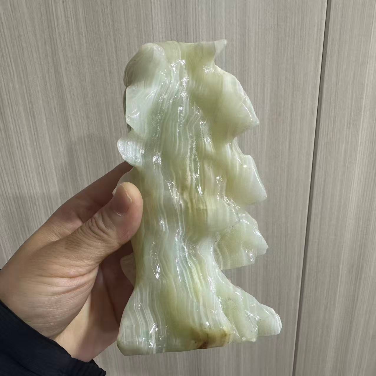1pc Natural Afghan Jade Quartz Carved Eagle Skull Crystal Reiki Healing Decor