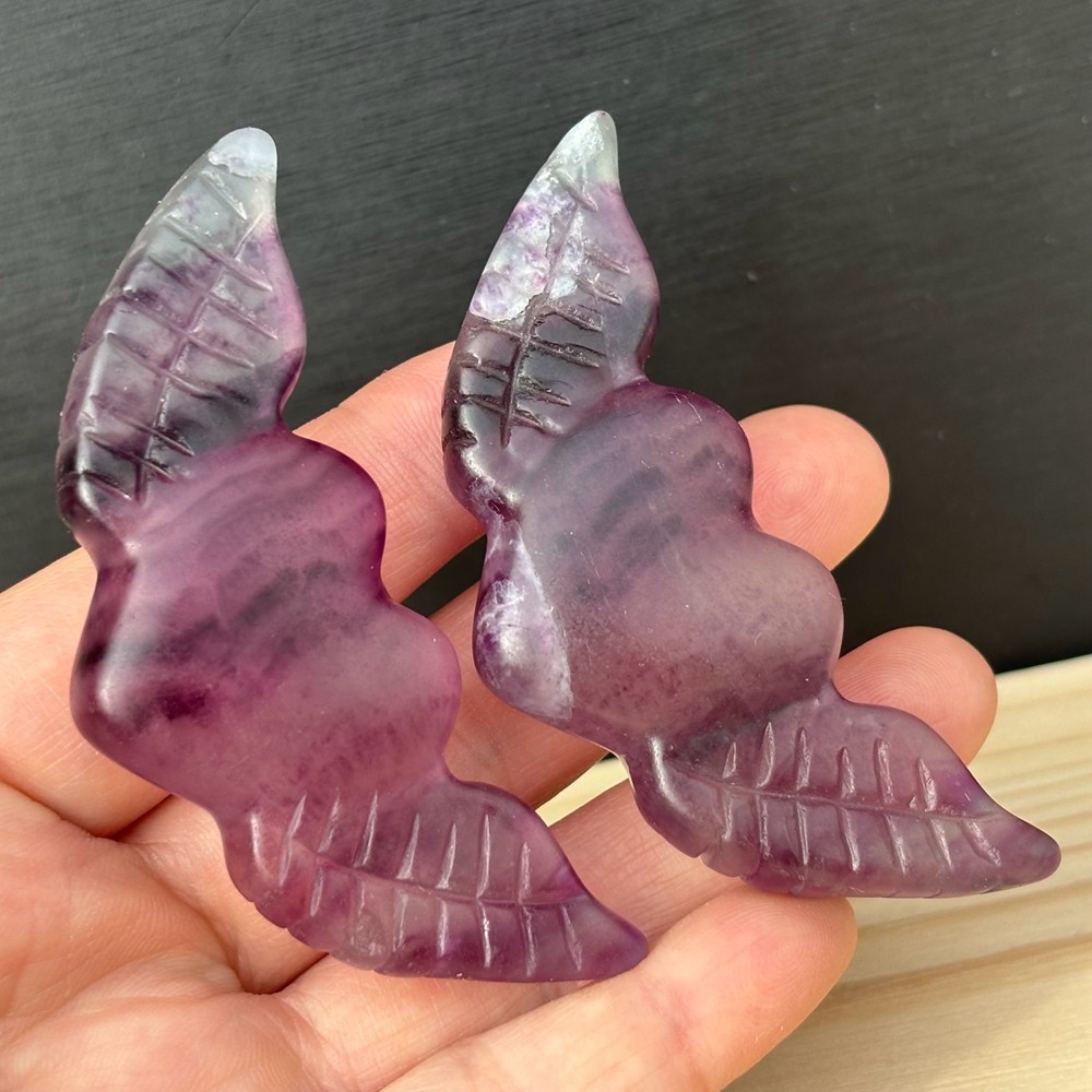 Natural Fluorite Quartz Love Wings Skull Carved Crystal Skull Reiki Healing