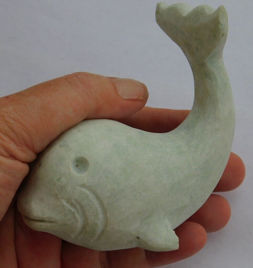 Dolphin Figurine Soapstone Hand Carved Almost 4 inches