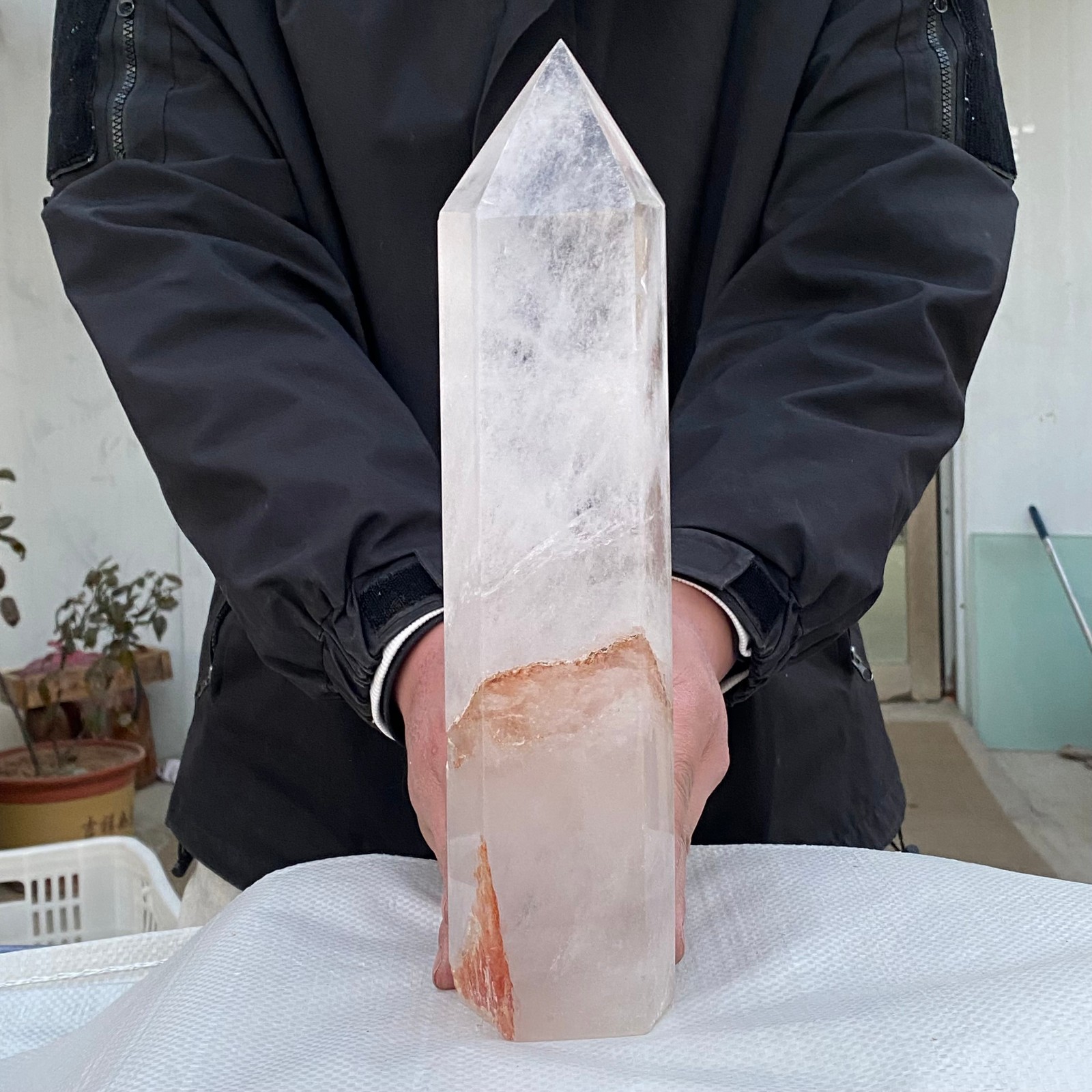 6.5LB Large Natural white crystal pillar obelisk quartz crystal sample pillar