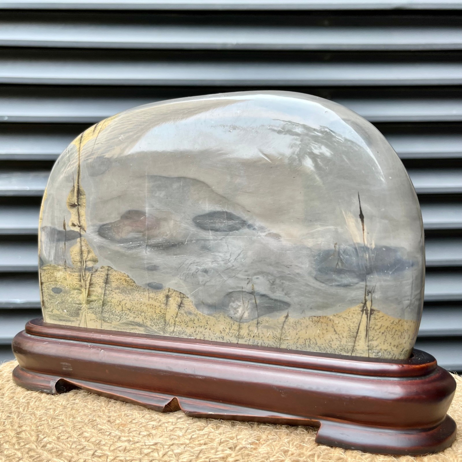Natural Scenic Stone Harmony Pattern Display Art w/ Stand 3.7 lb