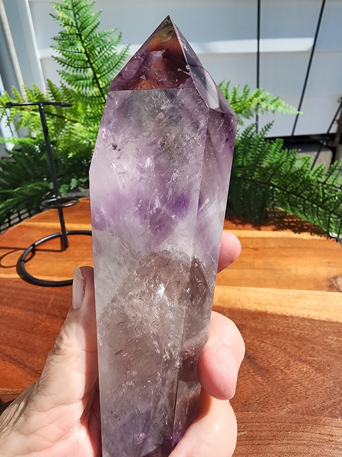 480 grams, 1.1 Lb Amethyst Tower Reiki Healing Point 9-5/8″ Tall