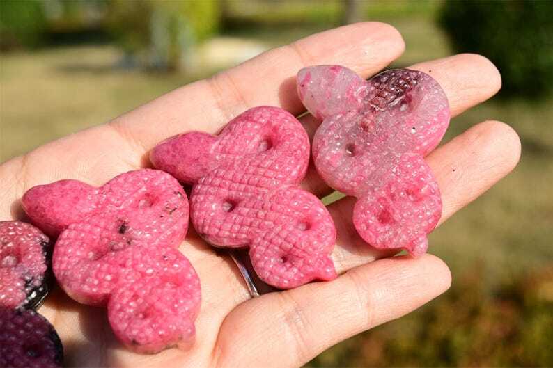 Natural Rhodonite Snake 1.6” Reiki Crystal skull carved Heal decor gift 1pc