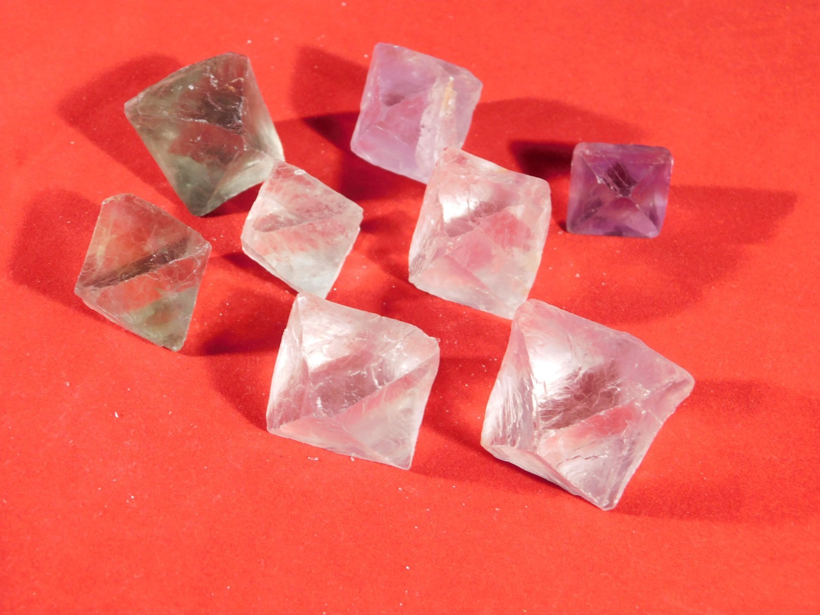 Big Lot of EIGHT! Translucent Octahedron FLUORITE Crystals From China 344gr