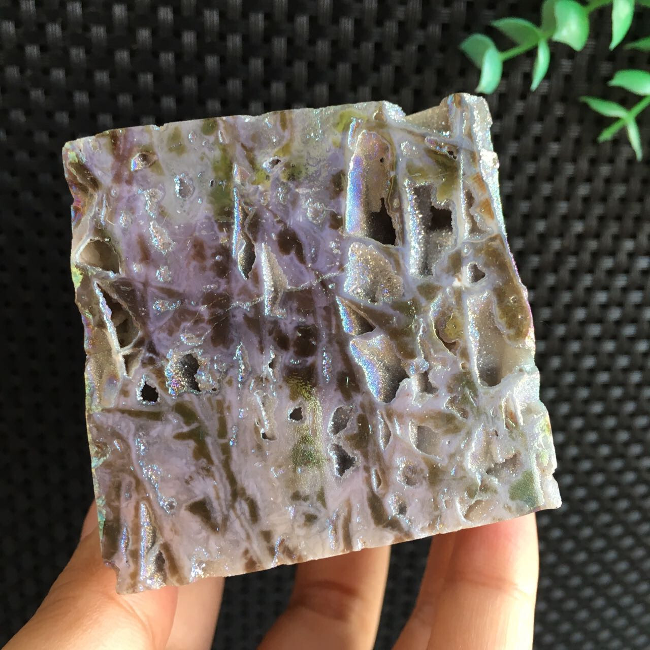 393g Titanium Angel Aura Sphalerite Cube Geode Quartz Crystal Specimen Healing