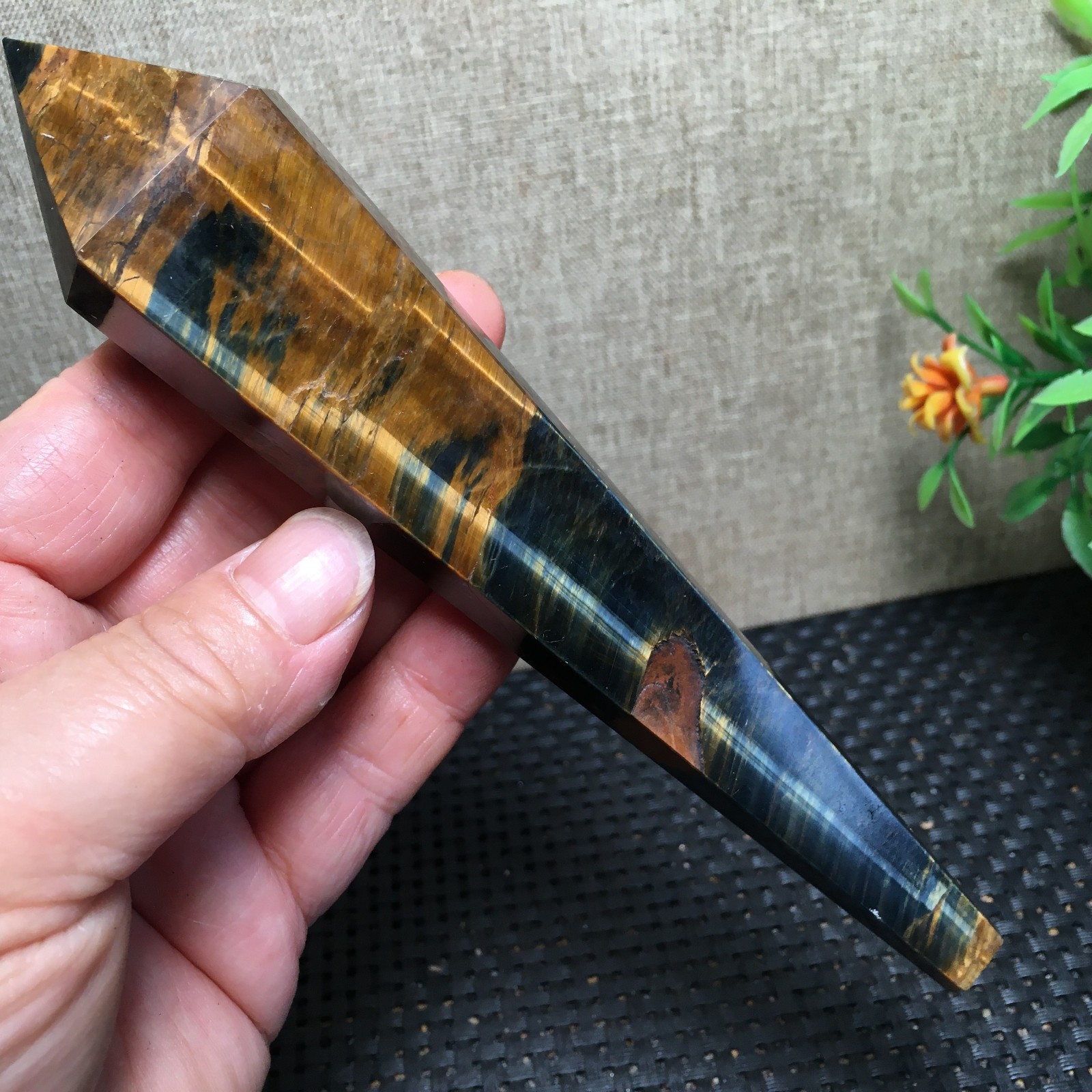 148g natural tiger-stone Quartz Crystal Wand Specimens fb1538