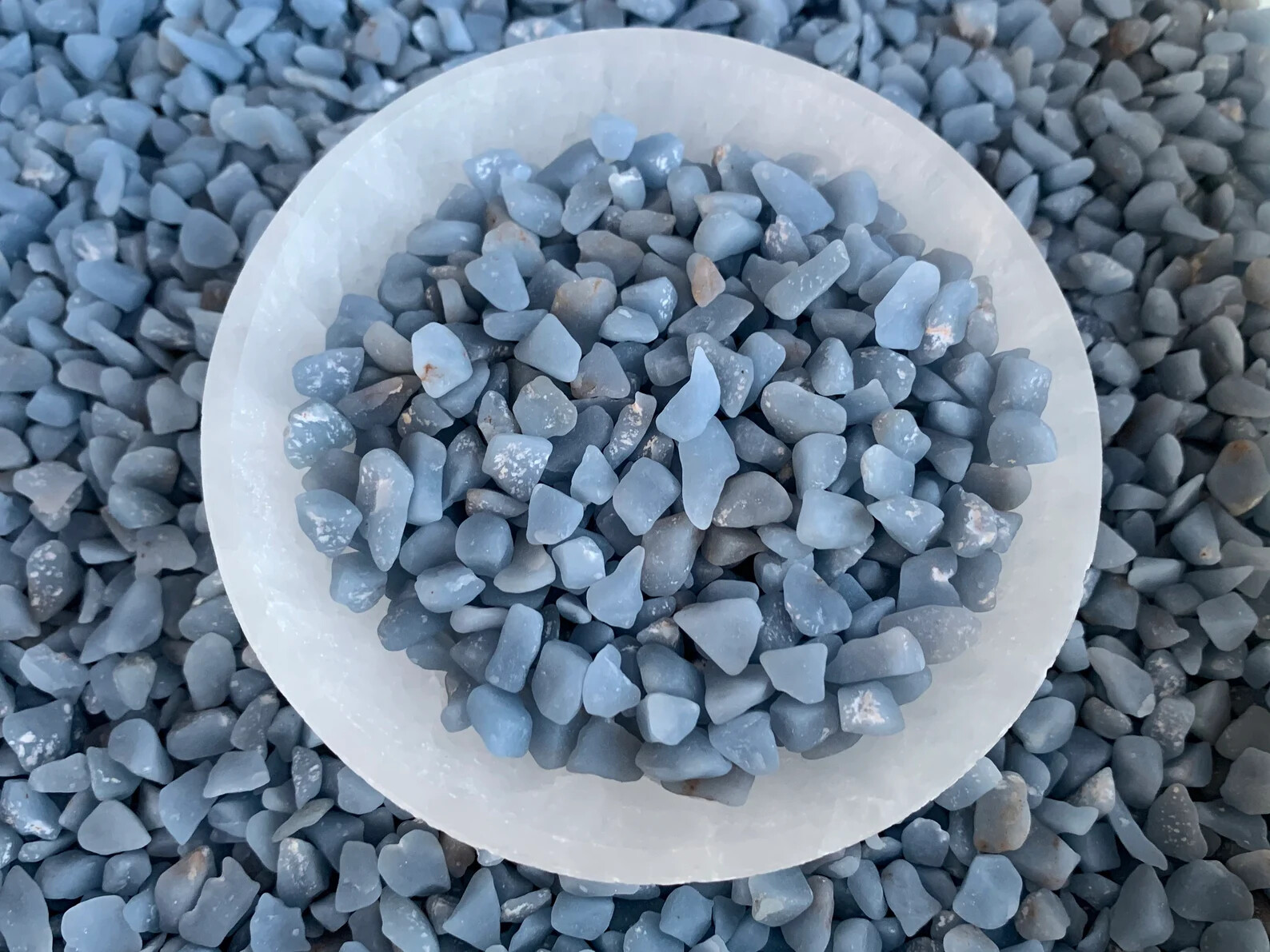 Grade A++ Angelite Semi Rough Mini Chips 4 – 8 mm, Wholesale Bulk Lot