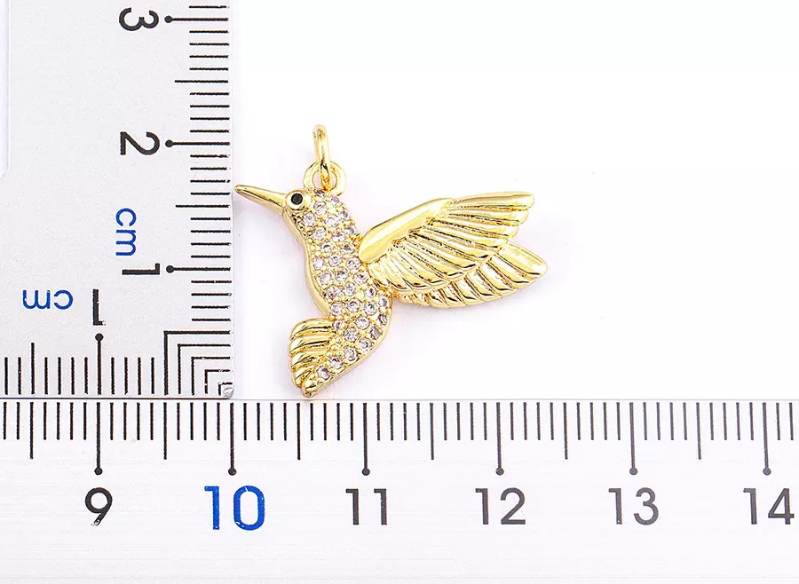 Women’s Fashion Jewelry Gold Cubic Zircon Hummingbird Bird Pendant Necklace 1PC