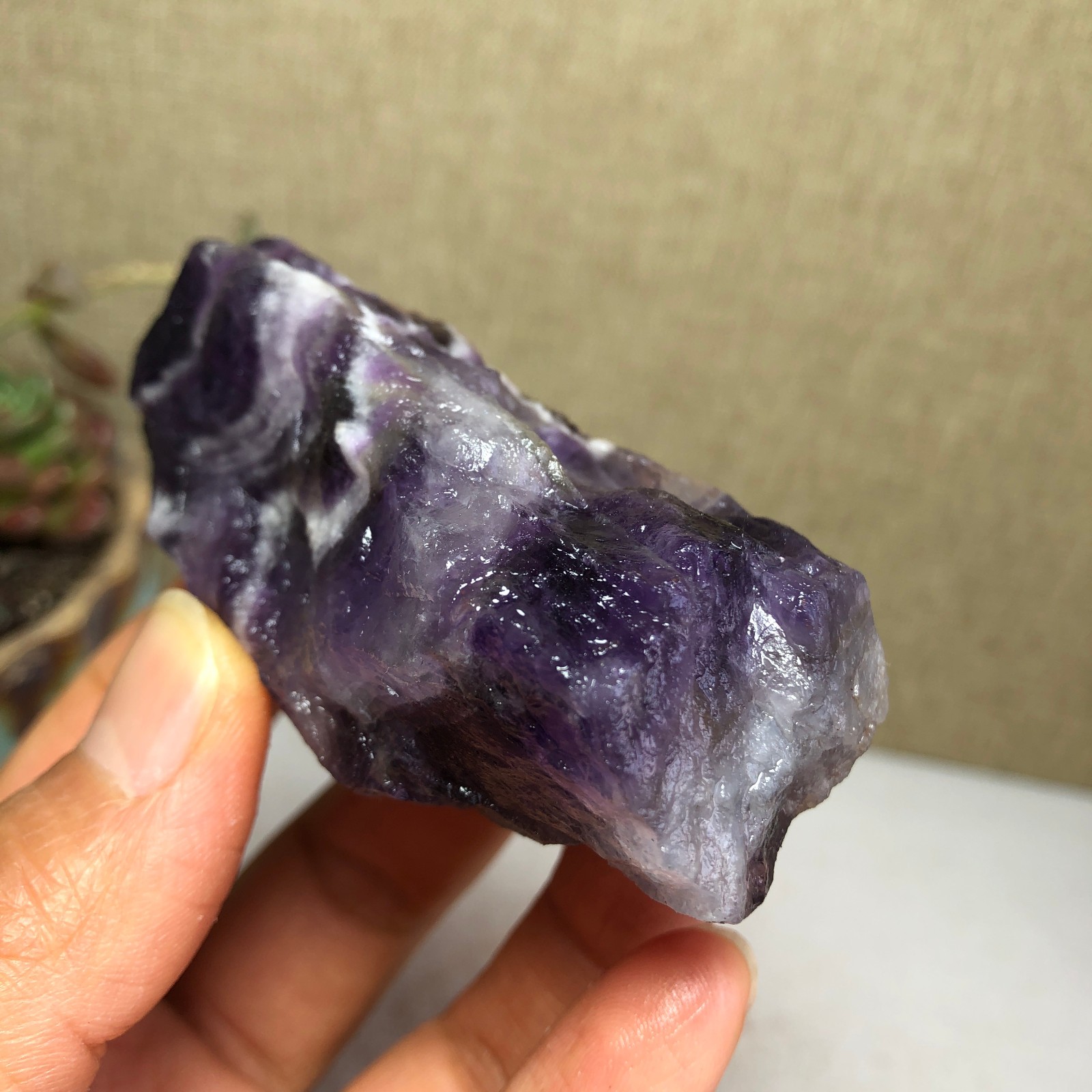 69mm Natural Dream Amethyst gemstone rough Crystal uncut specimens 111g A3815