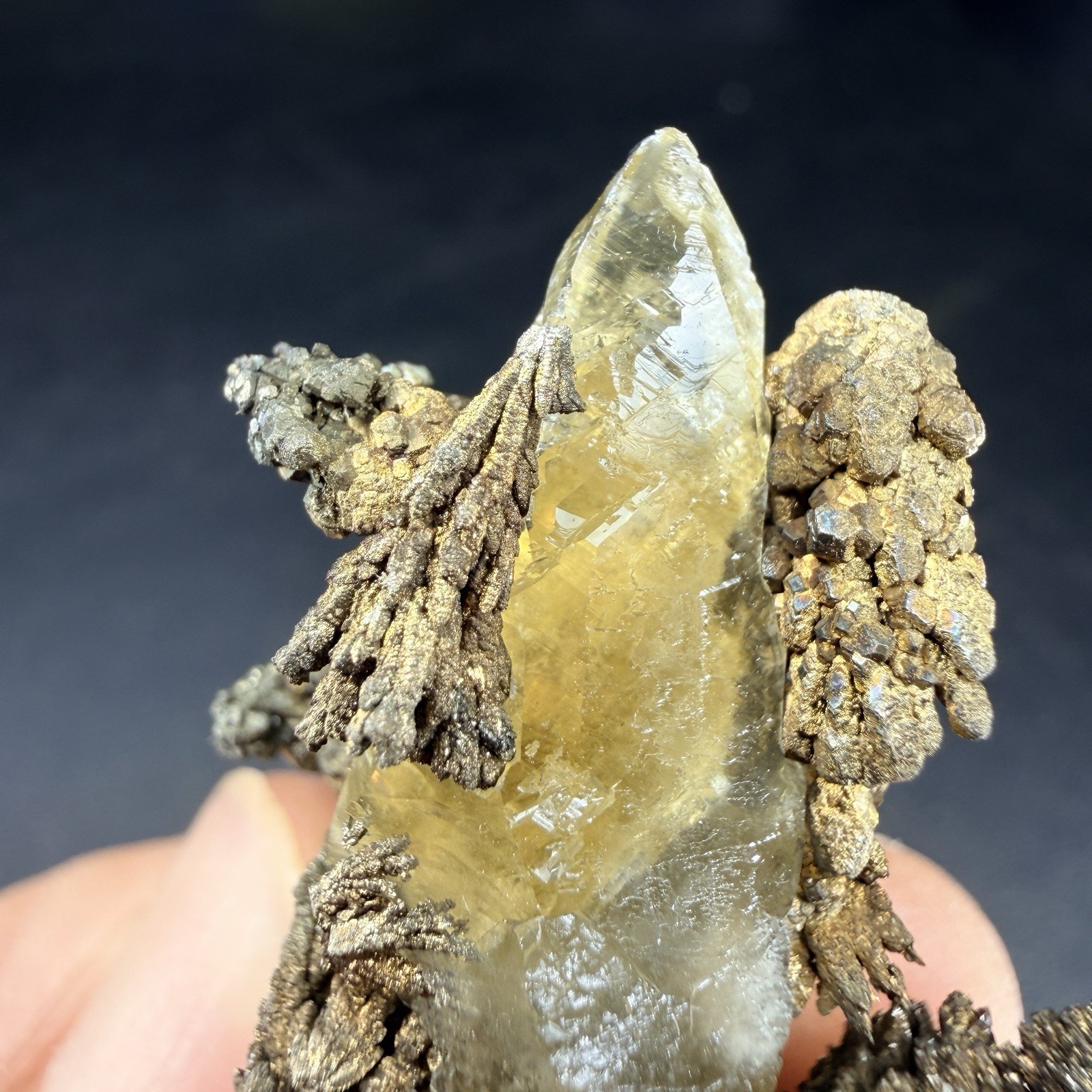 Golden Calcite Flower Chalcopyrite Crystal Combo / Sweetwater Mine *Video*
