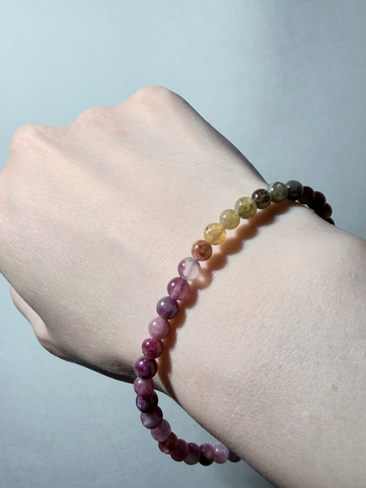 Natural Rainbow Multi Color Tourmaline Bracelet | Watermelon Tourmaline | Dainty