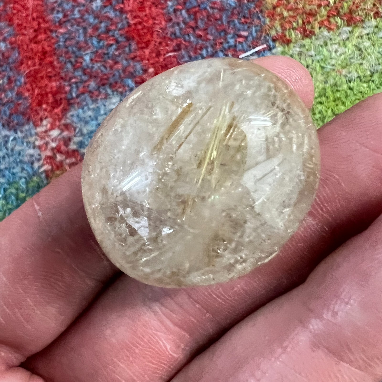 Rutilated Quartz Crystal Gemstone Clear Gold & Silver Strand Sphere 21 Grams