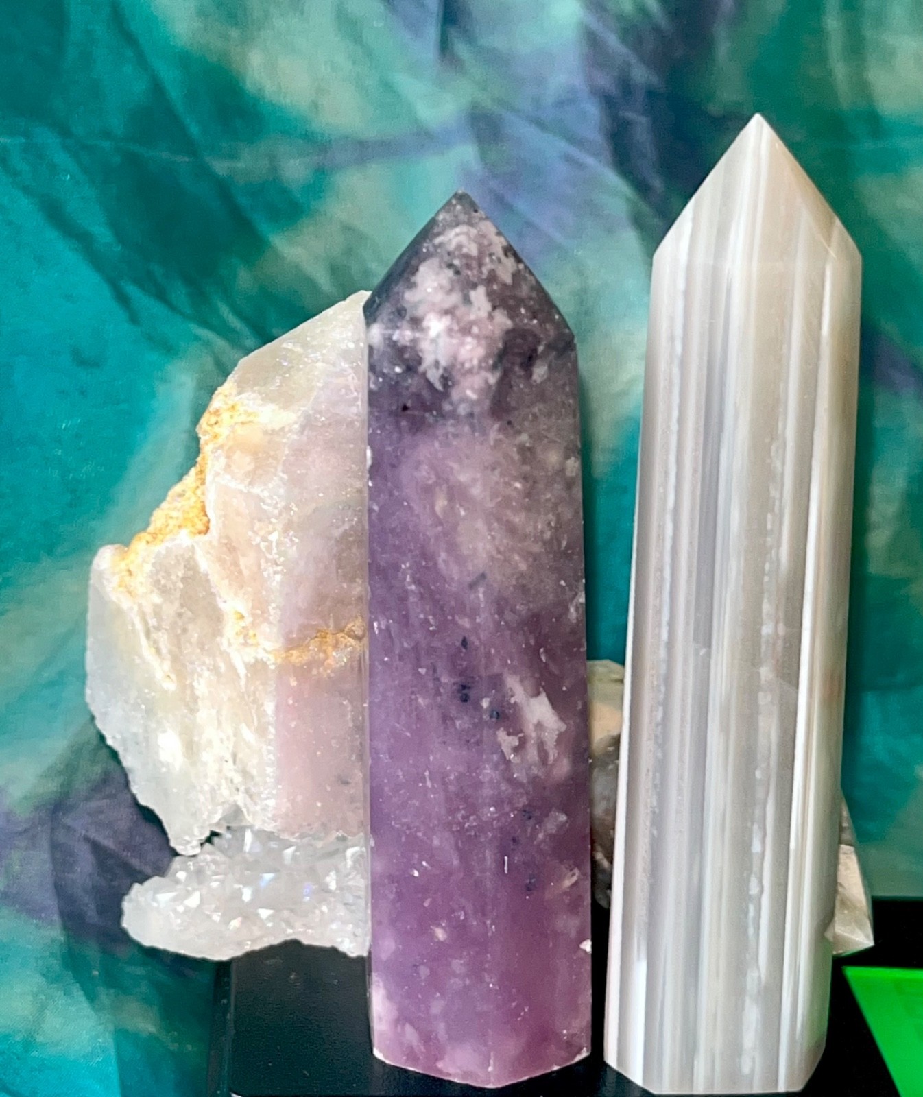 🌸 Flower Agate DT Aura Quartz Pink Tourmaline Banded Agate crystals reiki 258g