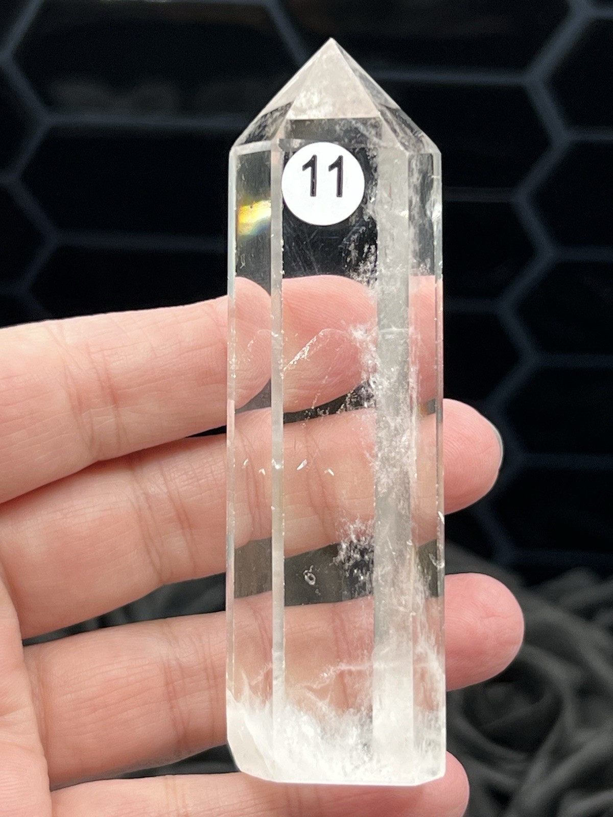 Natural Blue needle Clear Quartz HQ Points Free Ship & Gift