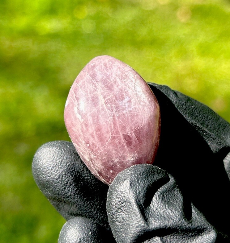 Handmade Polished Purple ANGELITE ANHYDRITE Rare Crystal Palm Stone MADAGASCAR