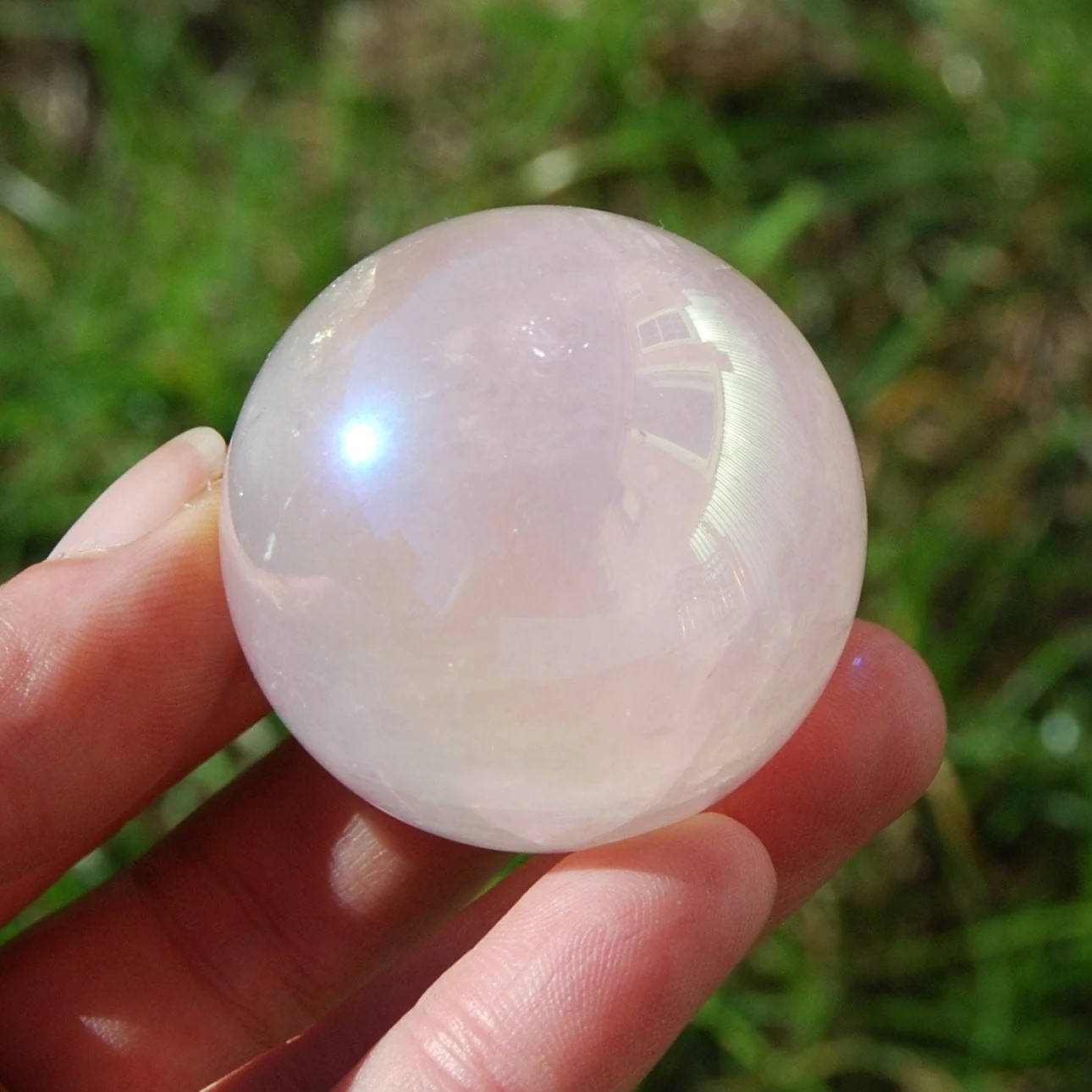 Angel Aura Rose Quartz Crystal Sphere, Many Sizes 30mm to 60mm, Brazil